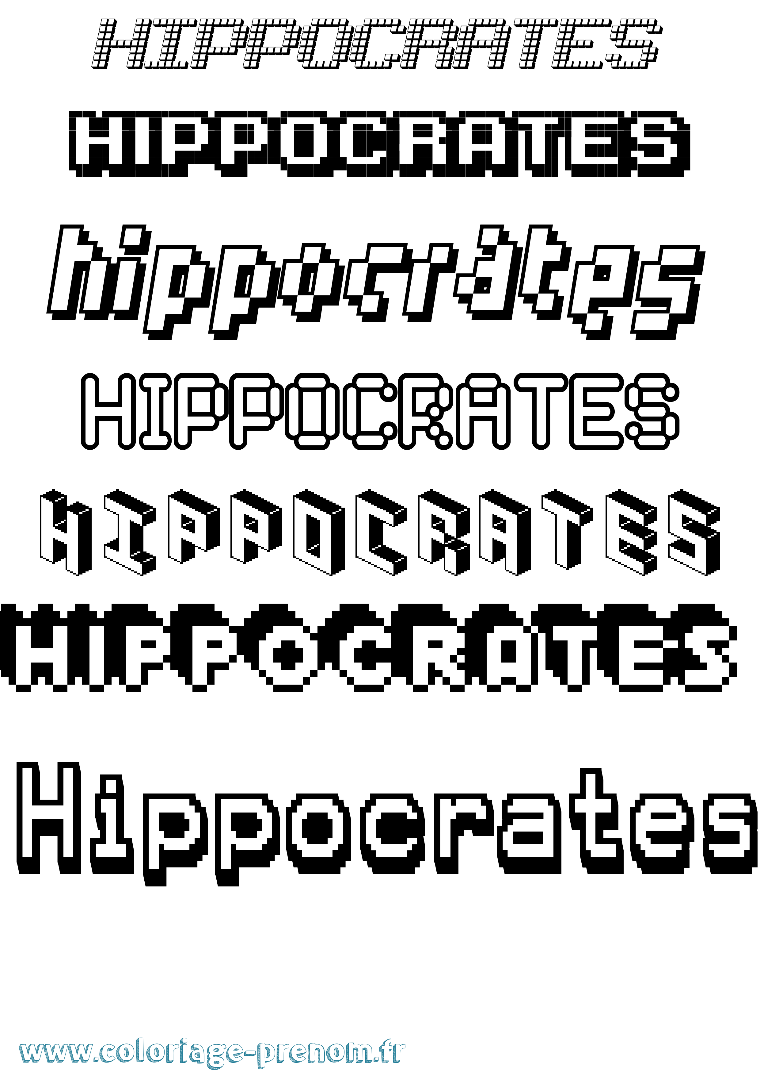Coloriage prénom Hippocrates Pixel