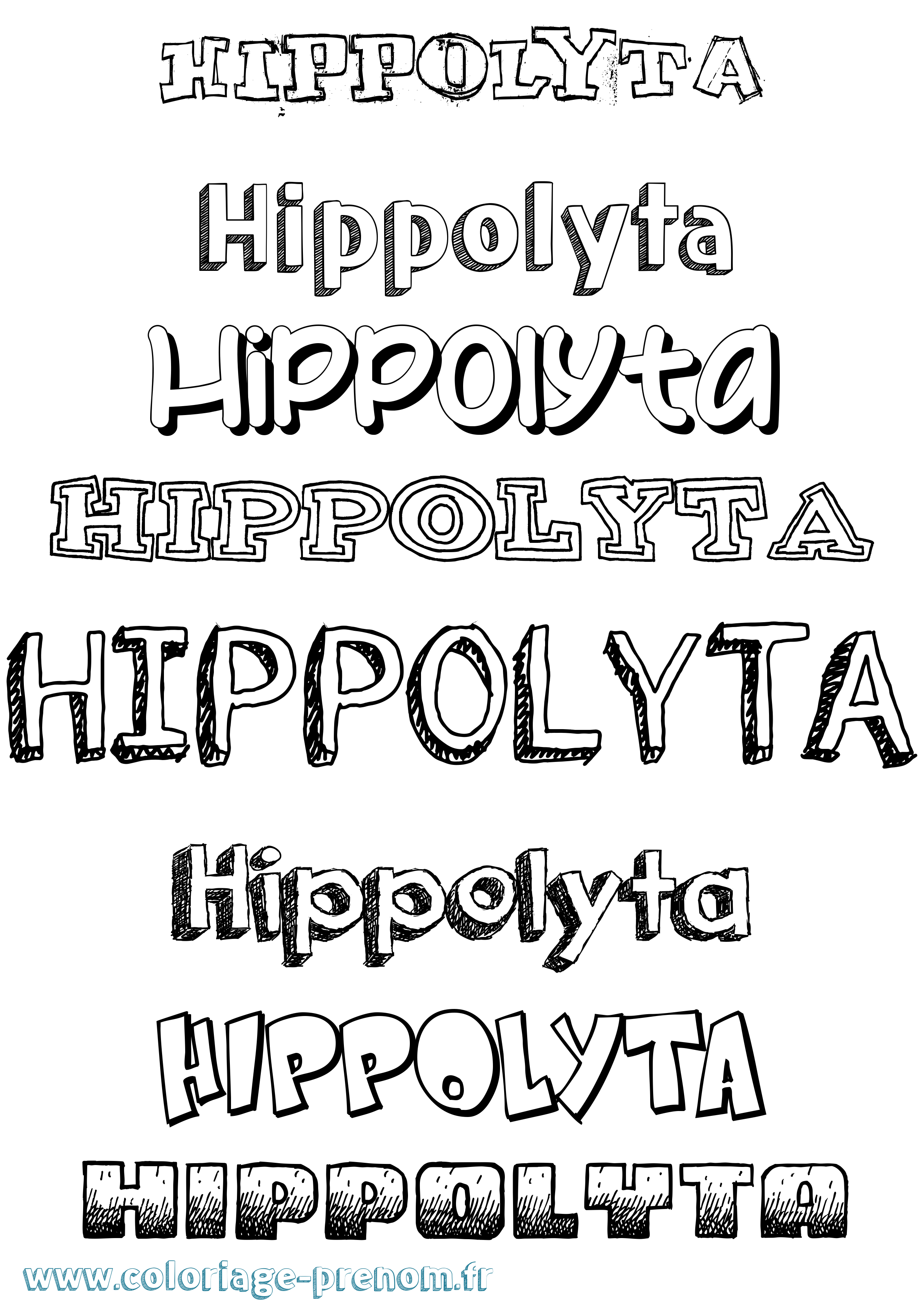 Coloriage prénom Hippolyta Dessiné