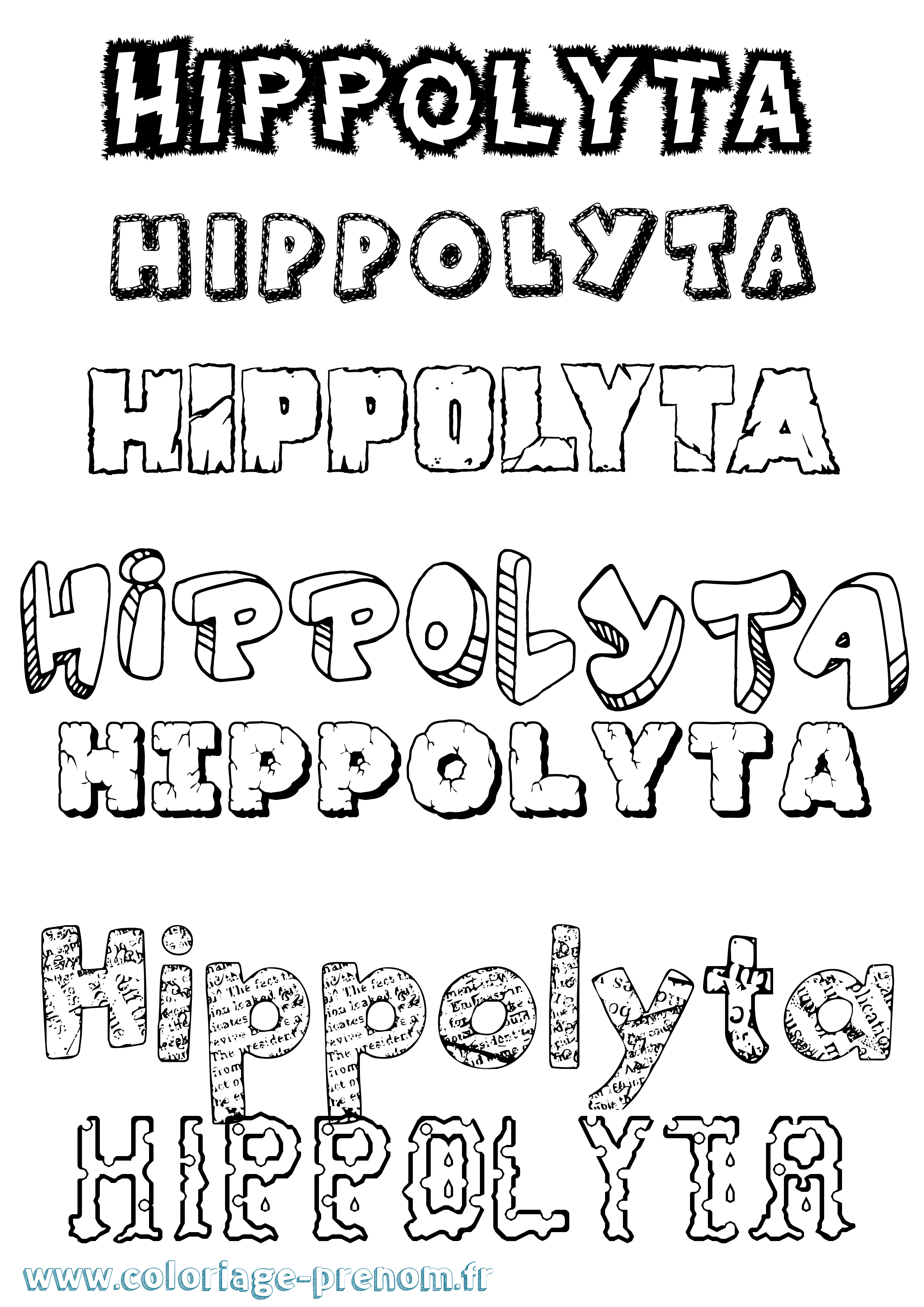 Coloriage prénom Hippolyta Destructuré