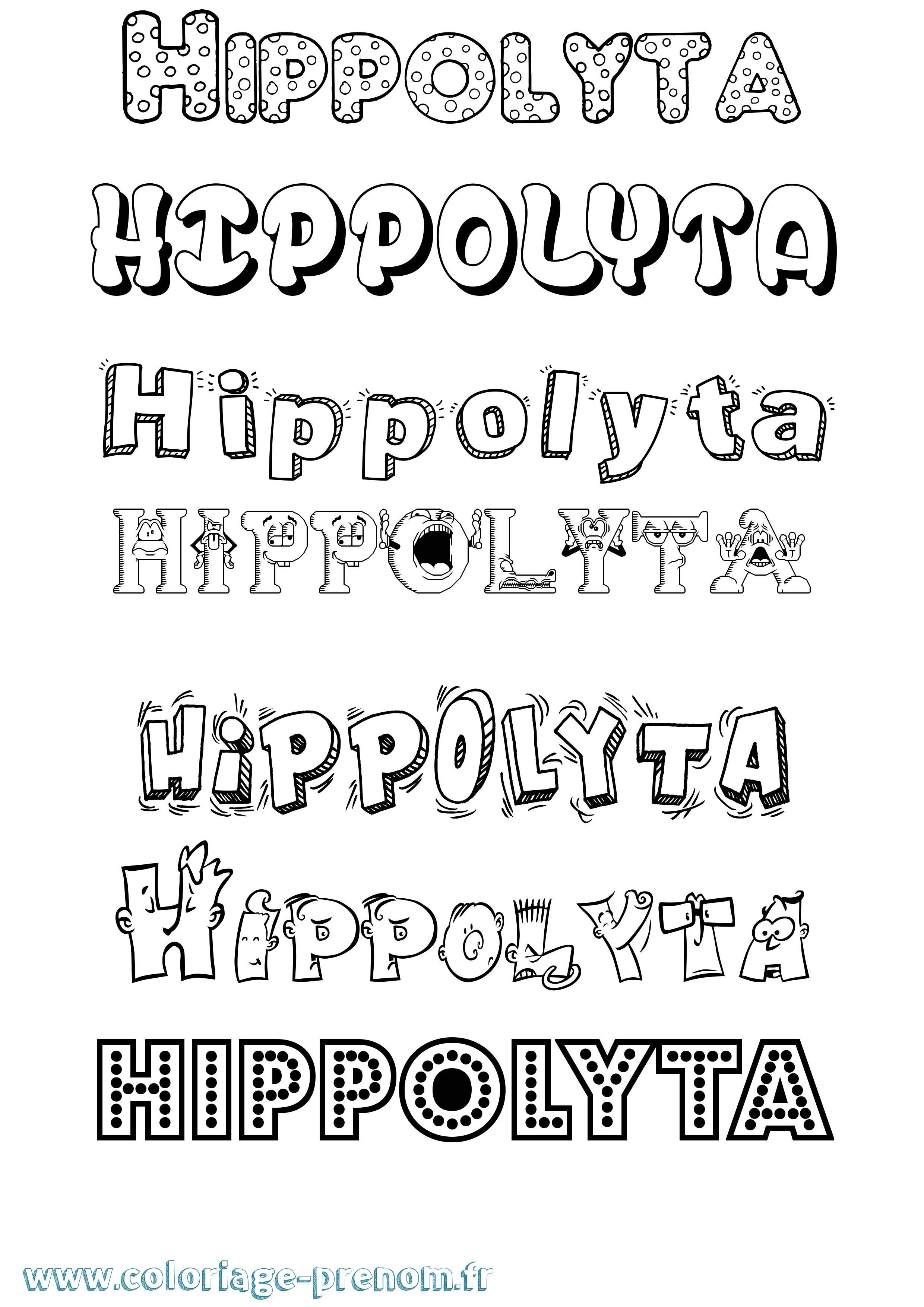 Coloriage prénom Hippolyta Fun