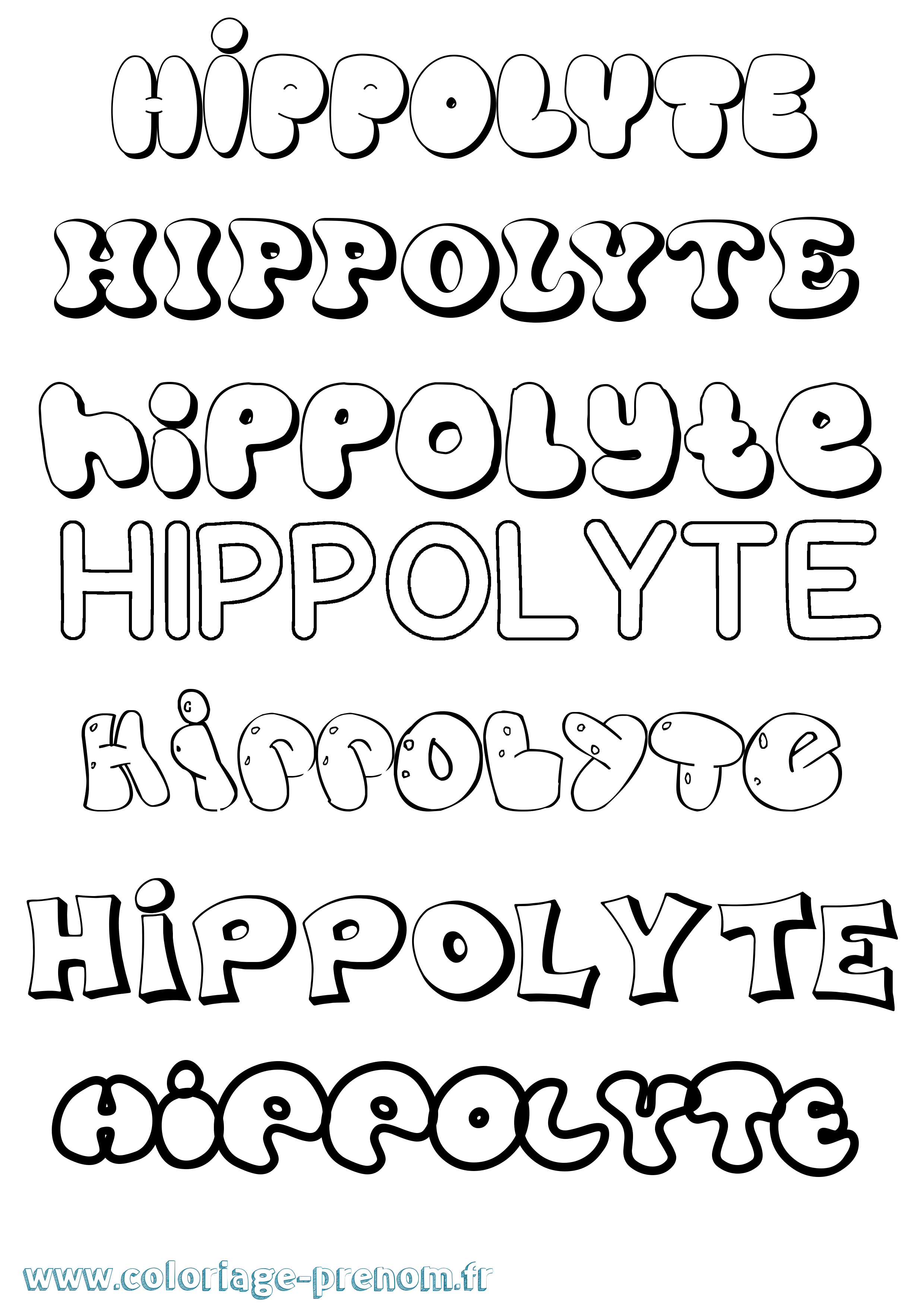 Coloriage Hippolyte Bubble Coloriage prénom Hippolyte Bubble
