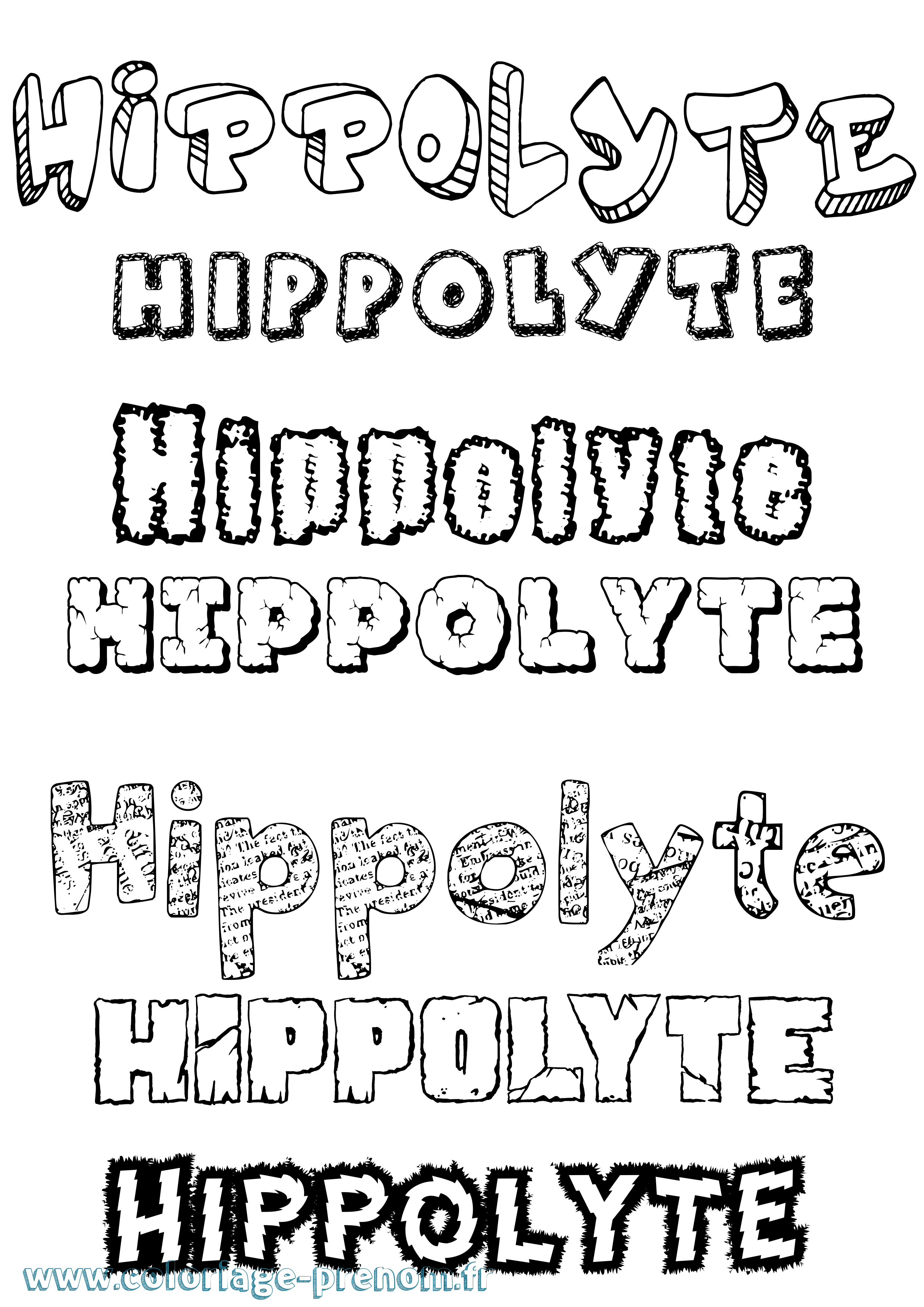 Coloriage prénom Hippolyte Destructuré