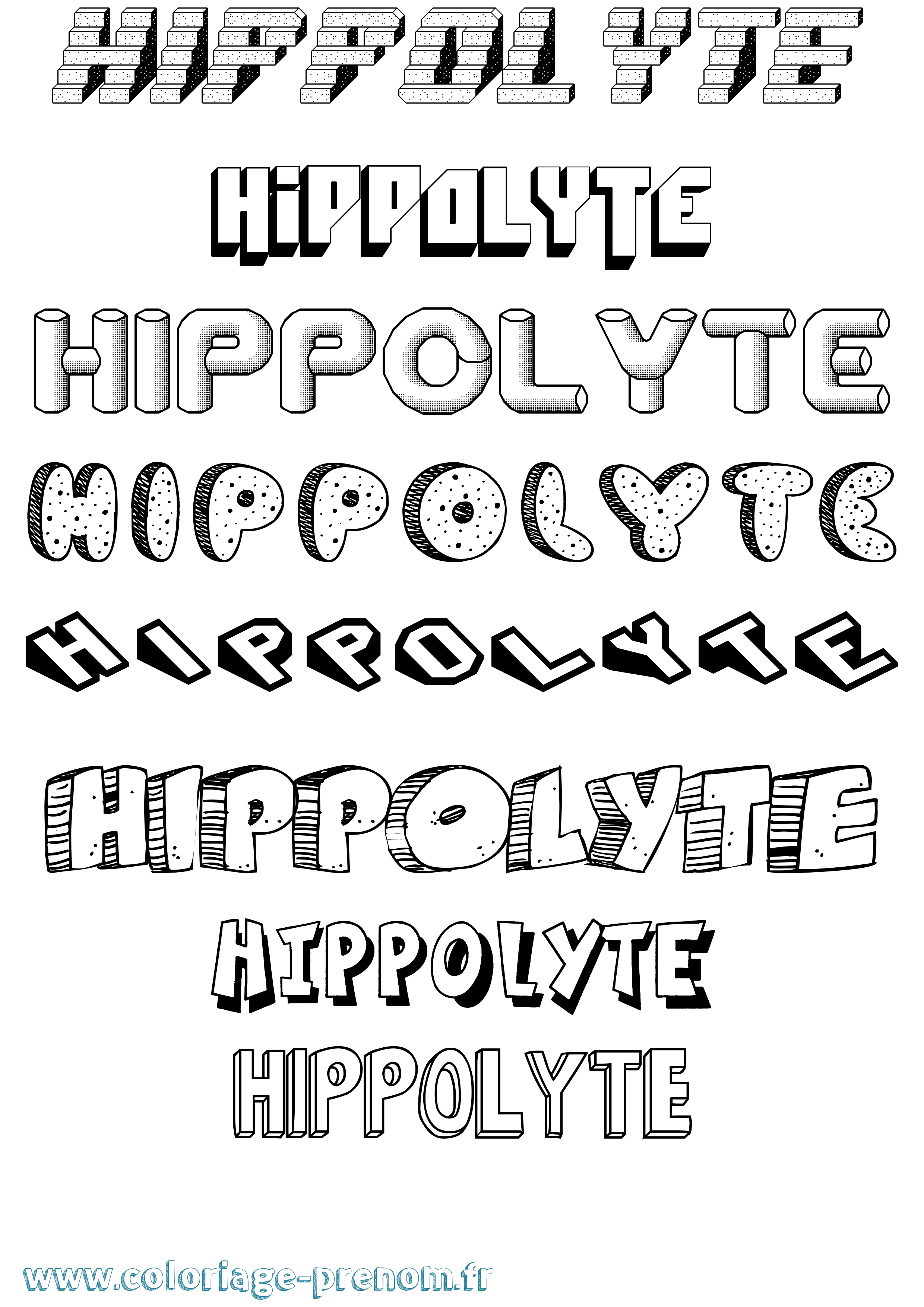 Coloriage Hippolyte Effet 3D Coloriage prénom Hippolyte Effet 3D