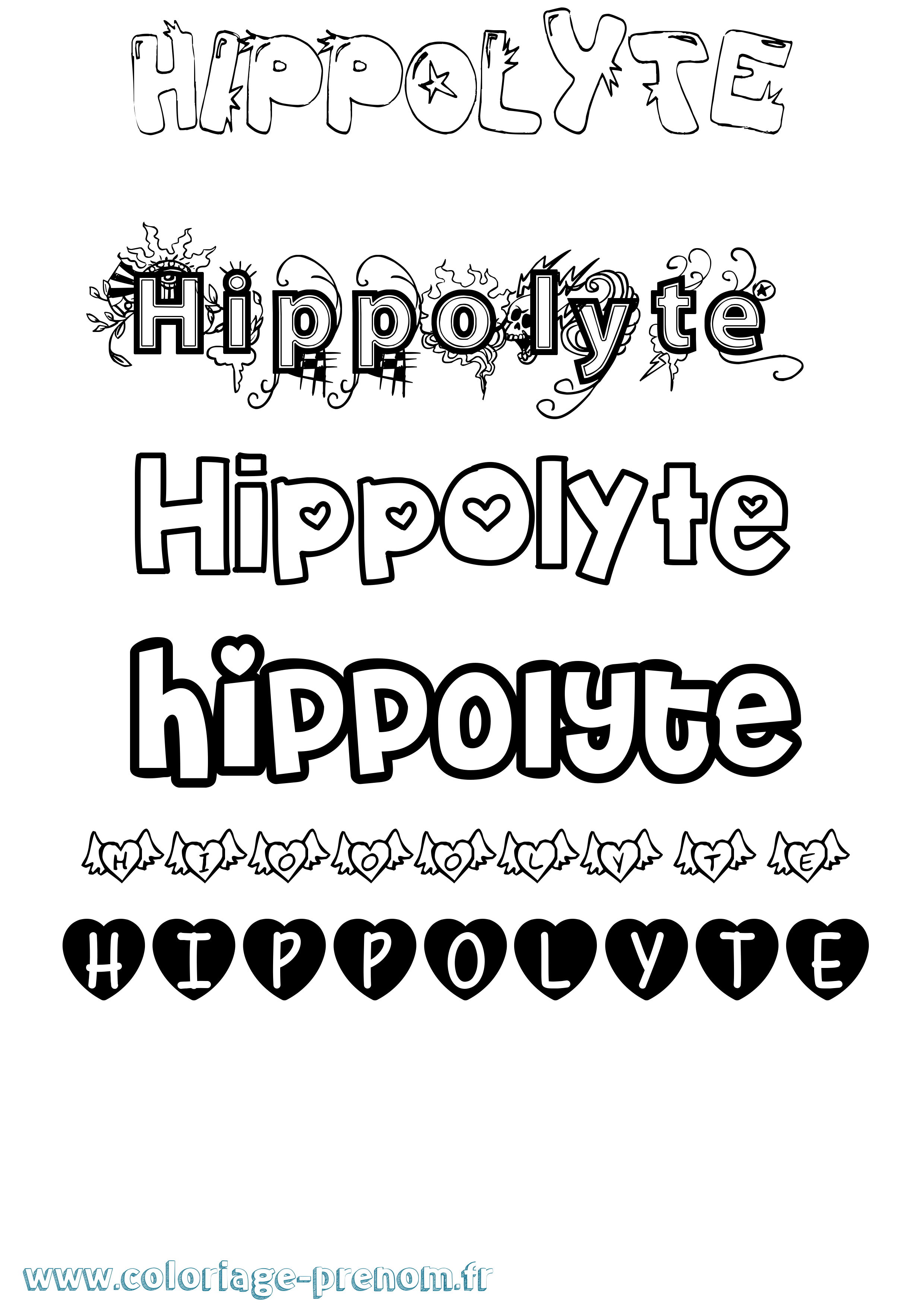 Coloriage Hippolyte Girly Coloriage prénom Hippolyte Girly