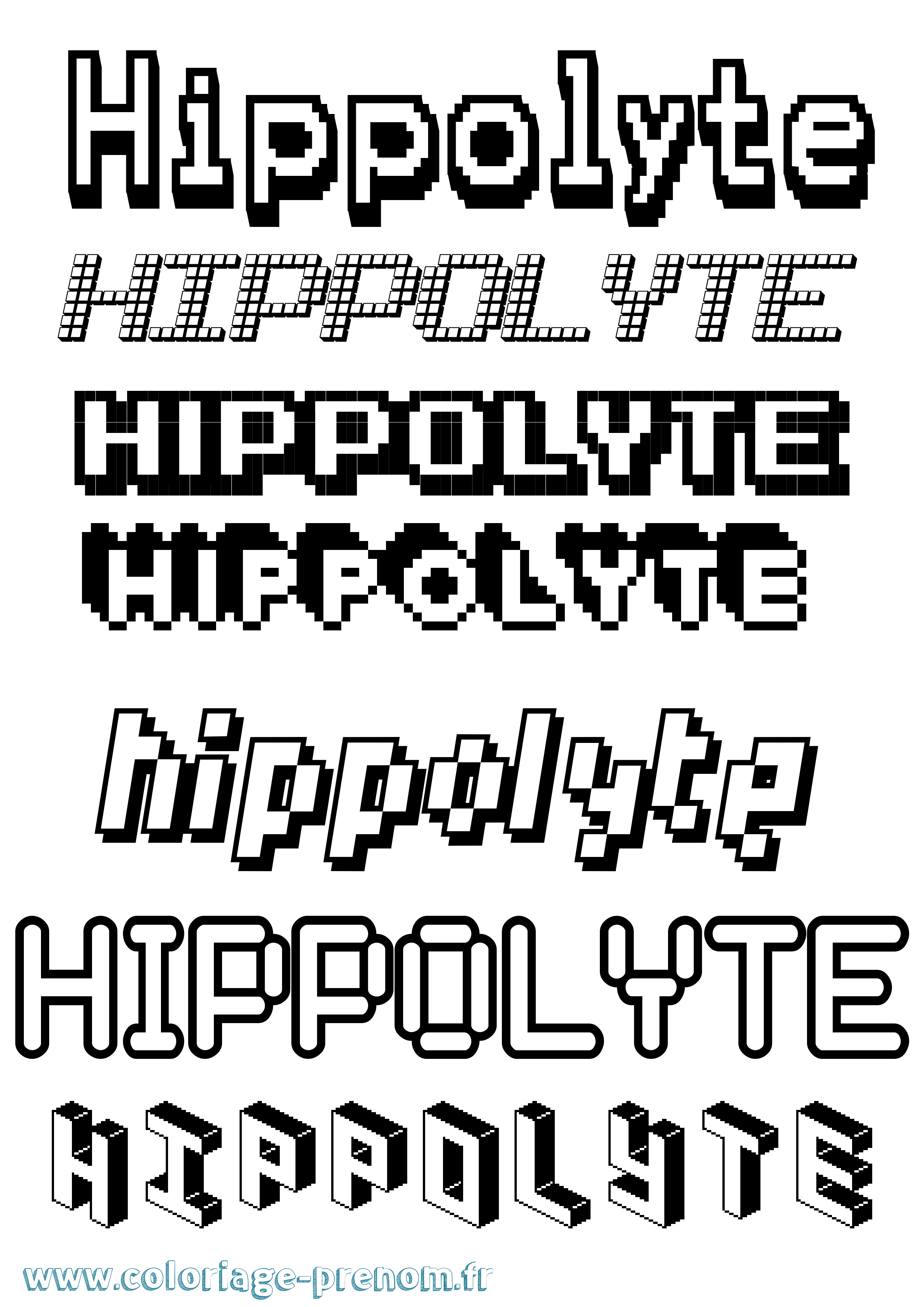 Coloriage prénom Hippolyte Pixel