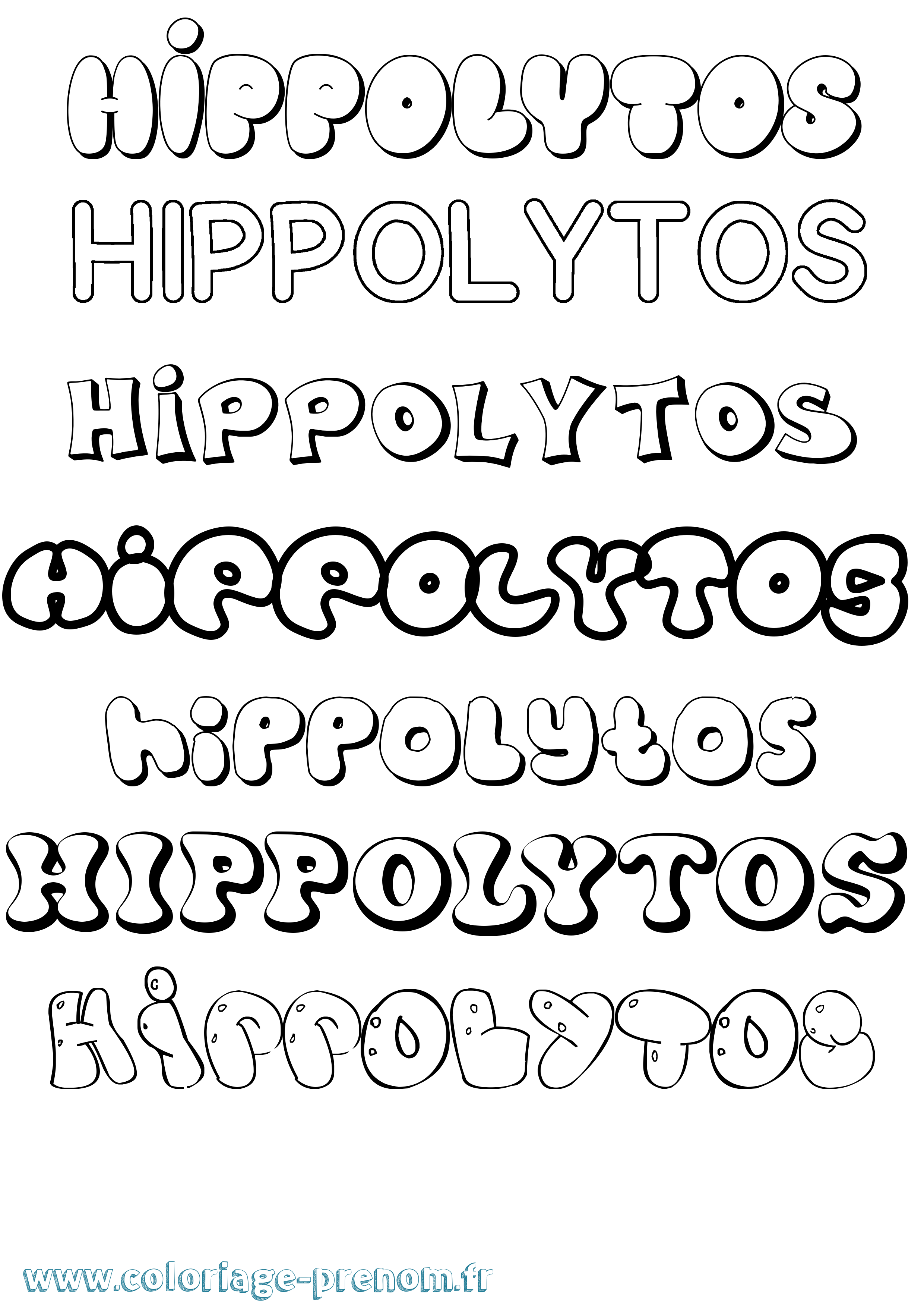 Coloriage Hippolytos Bubble Coloriage prénom Hippolytos Bubble