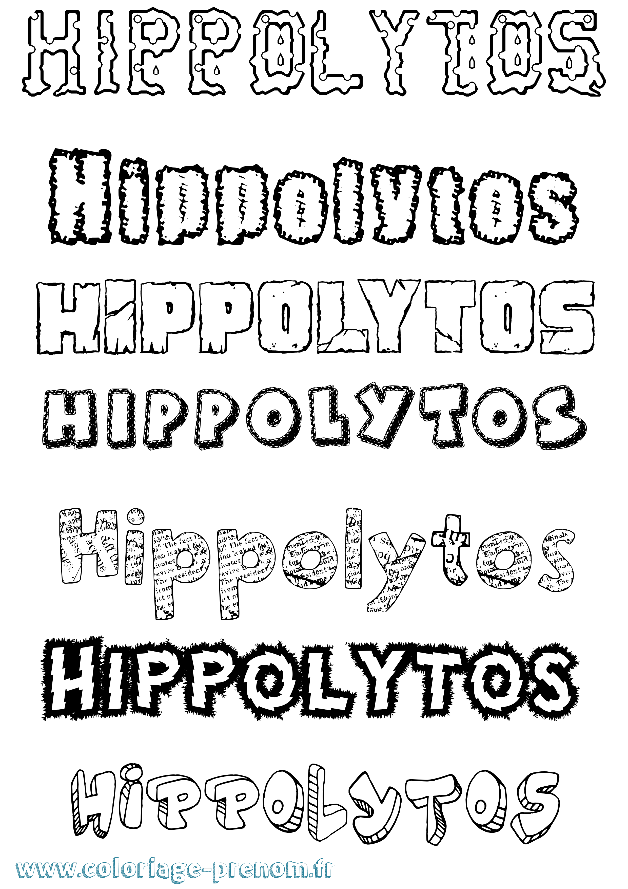 Coloriage prénom Hippolytos Destructuré