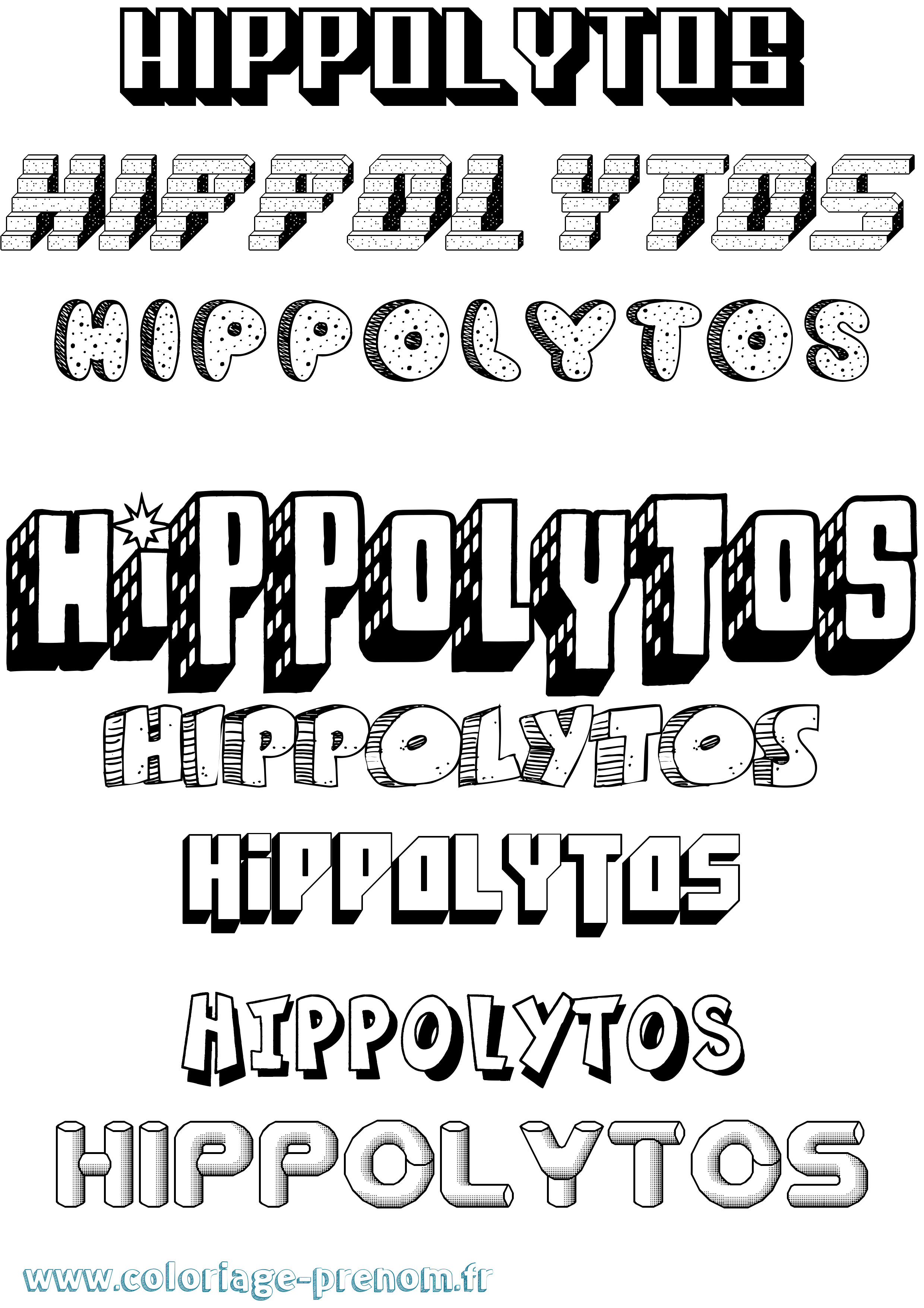 Coloriage prénom Hippolytos Effet 3D