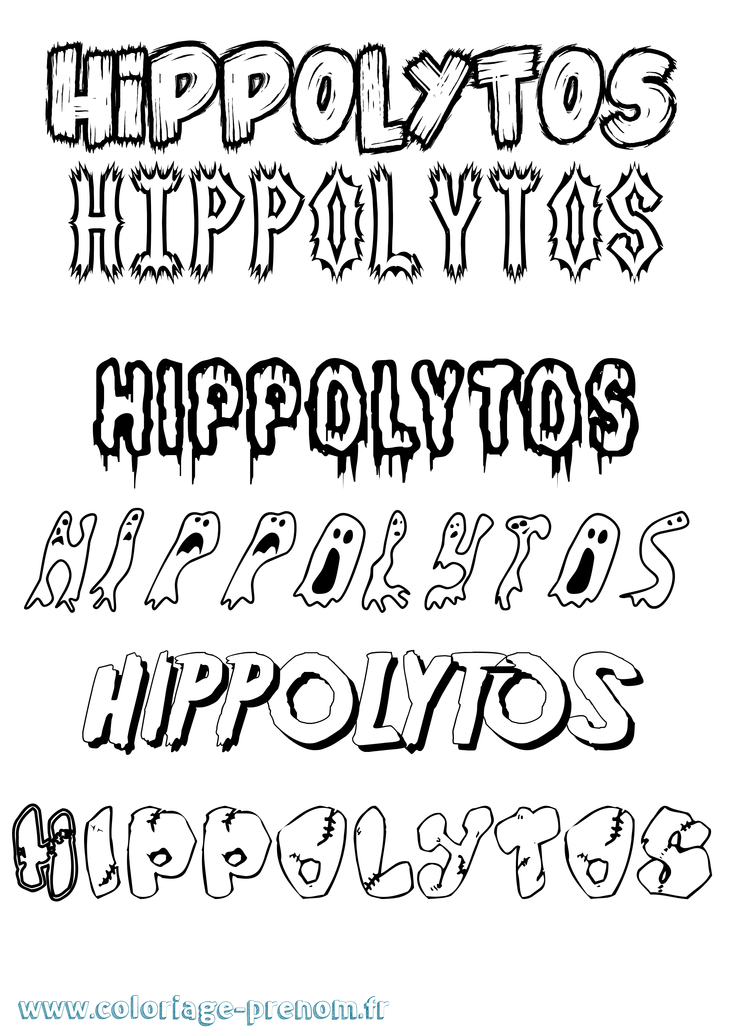 Coloriage Hippolytos Frisson Coloriage prénom Hippolytos Frisson