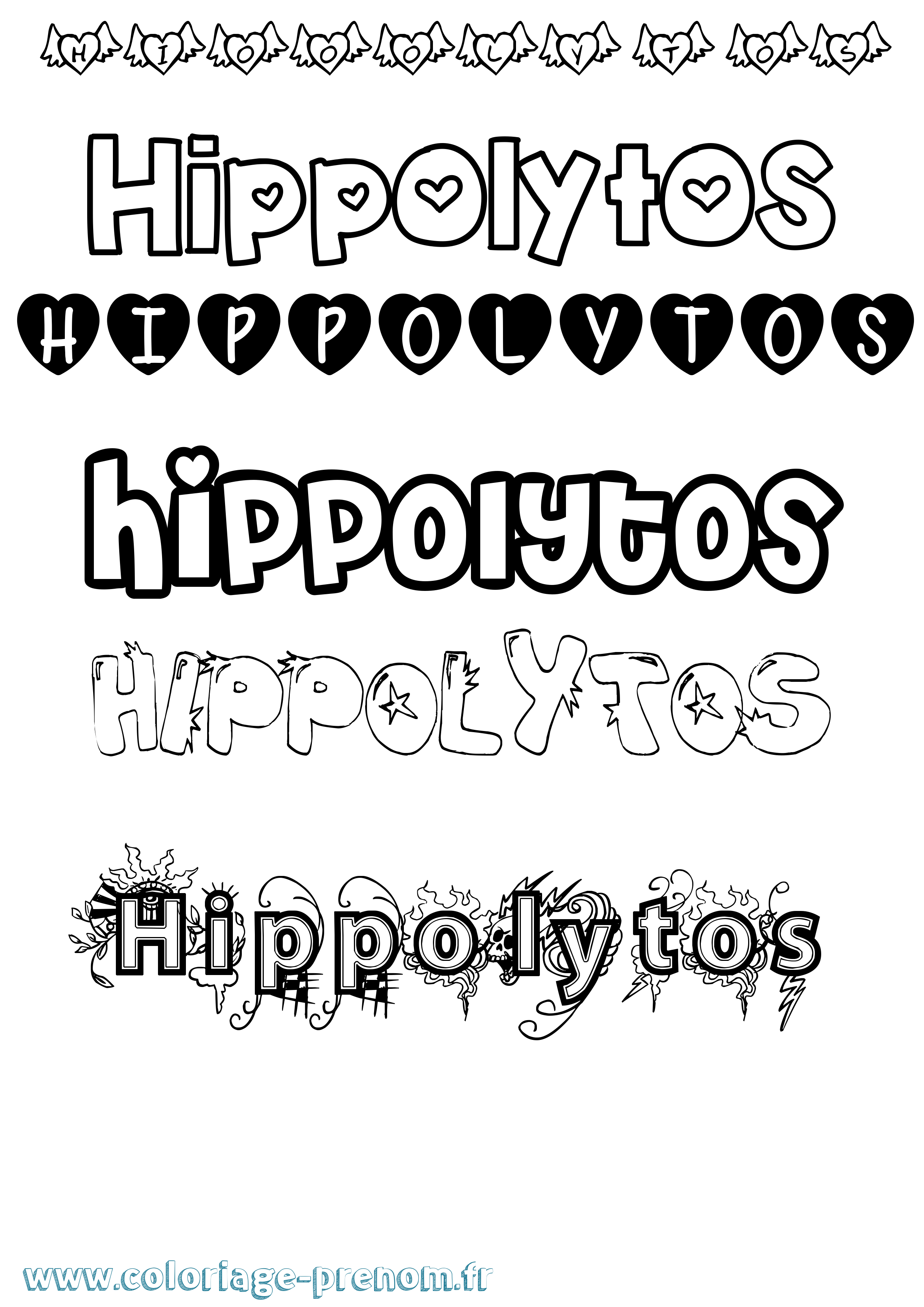 Coloriage prénom Hippolytos Girly