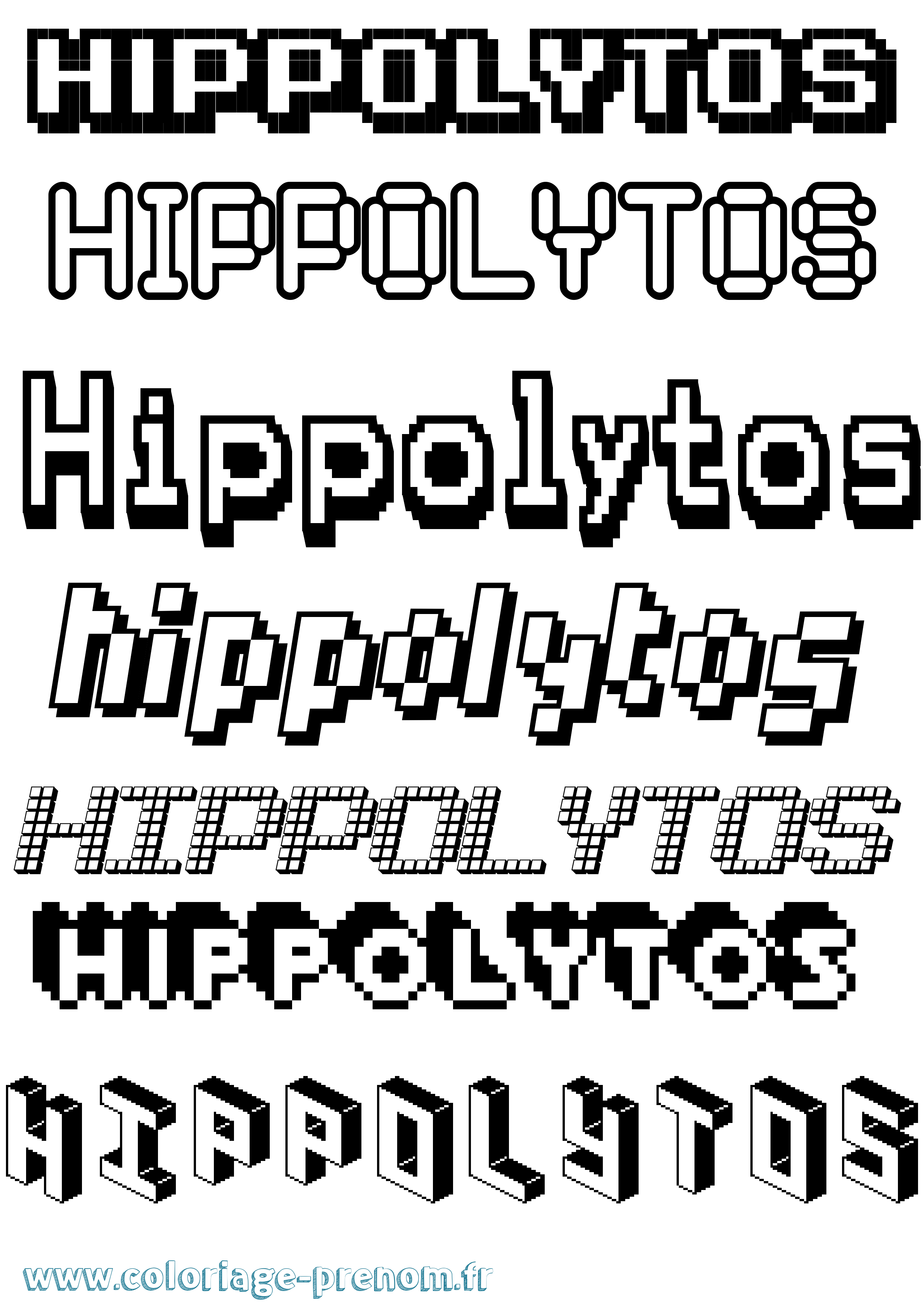 Coloriage prénom Hippolytos Pixel