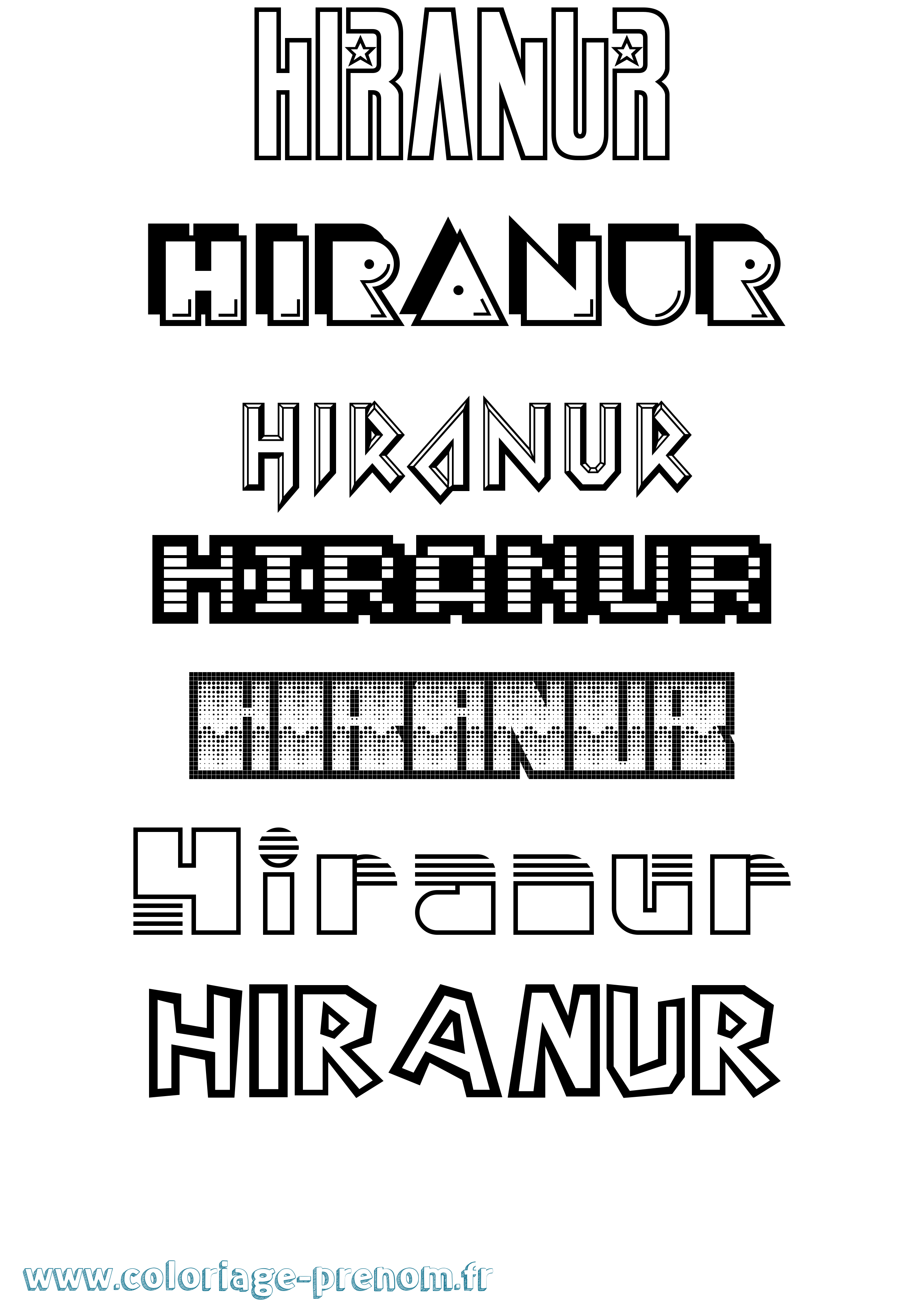 Coloriage prénom Hiranur Jeux Vidéos