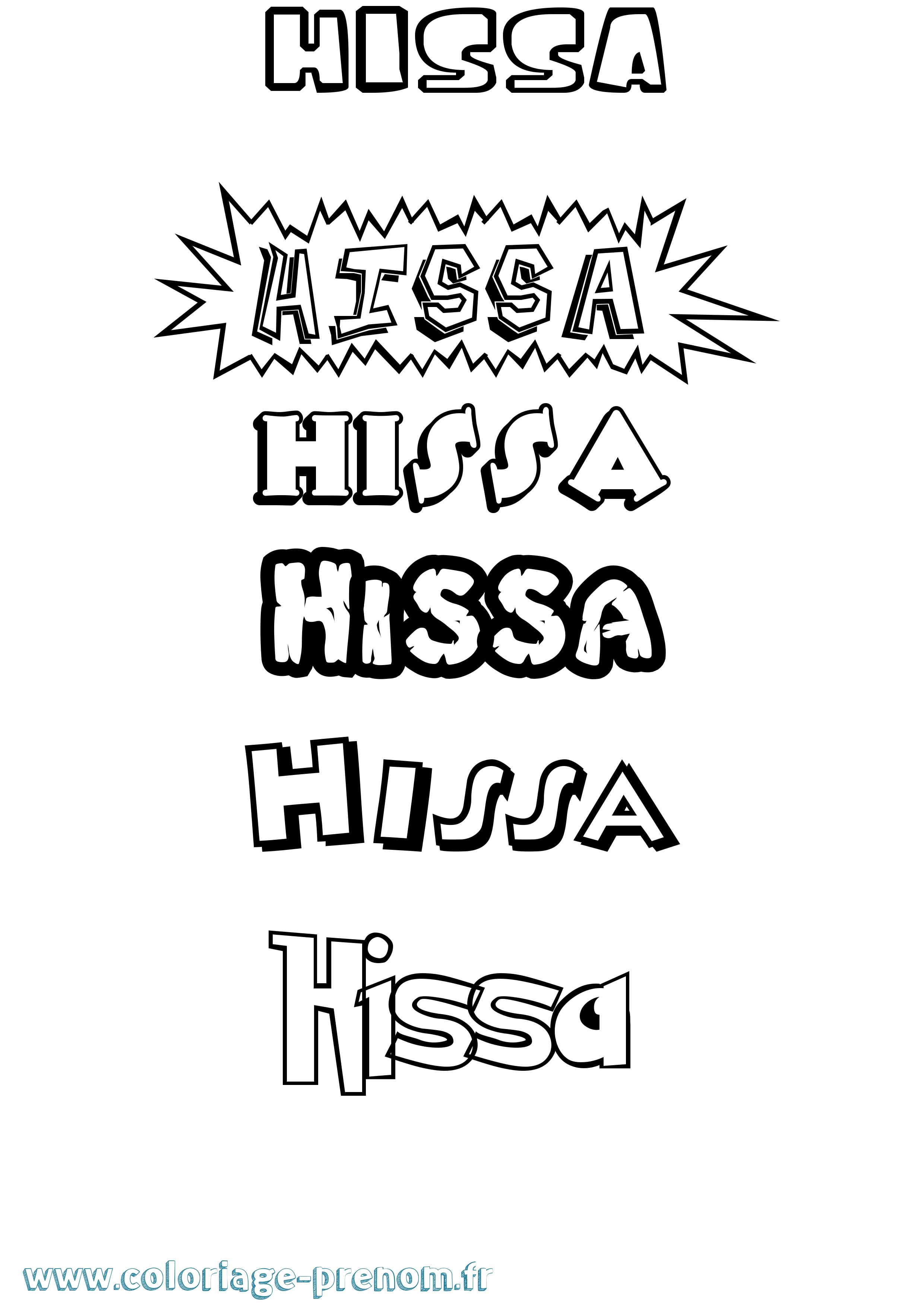 Coloriage prénom Hissa Dessin Animé