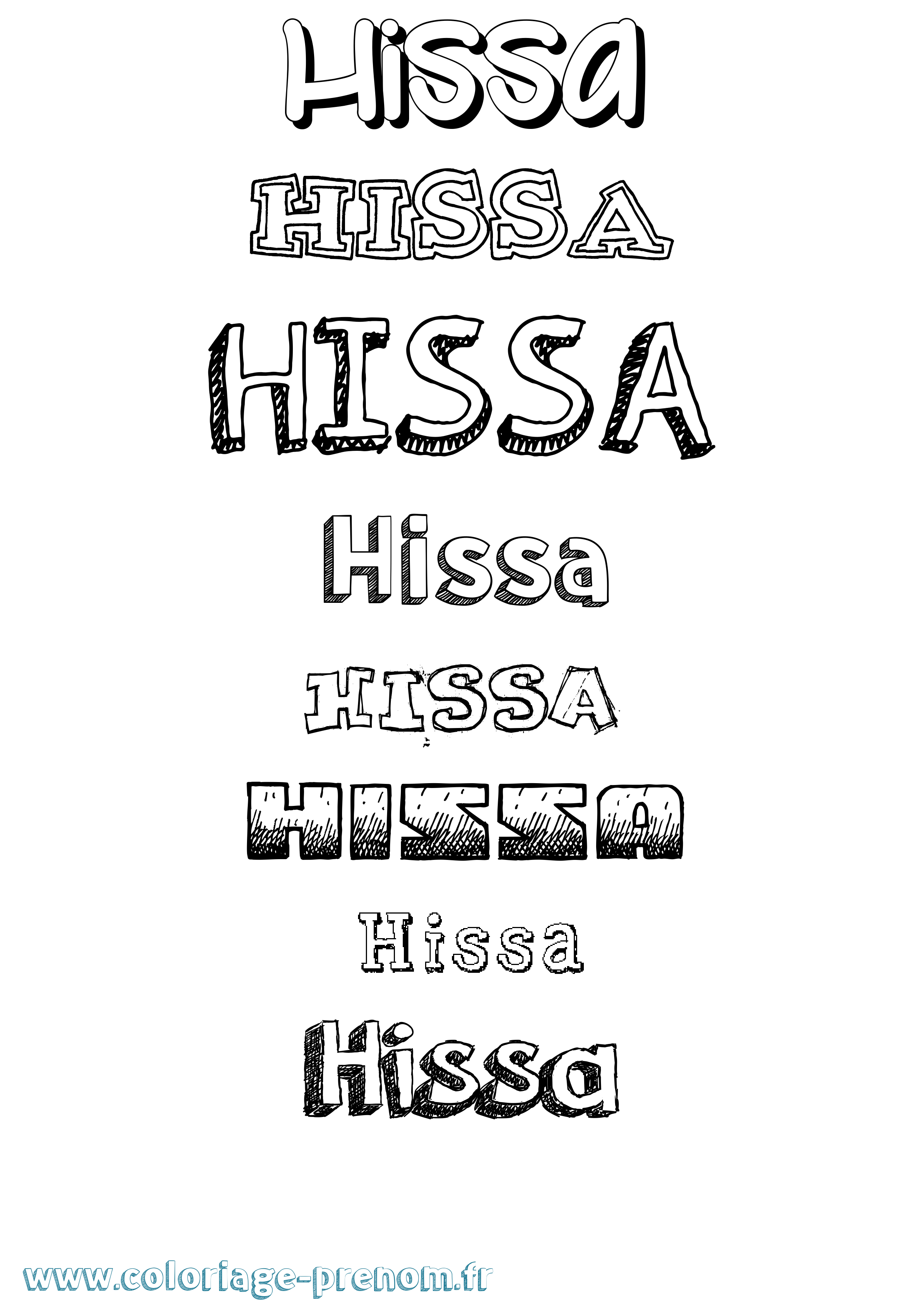 Coloriage prénom Hissa Dessiné