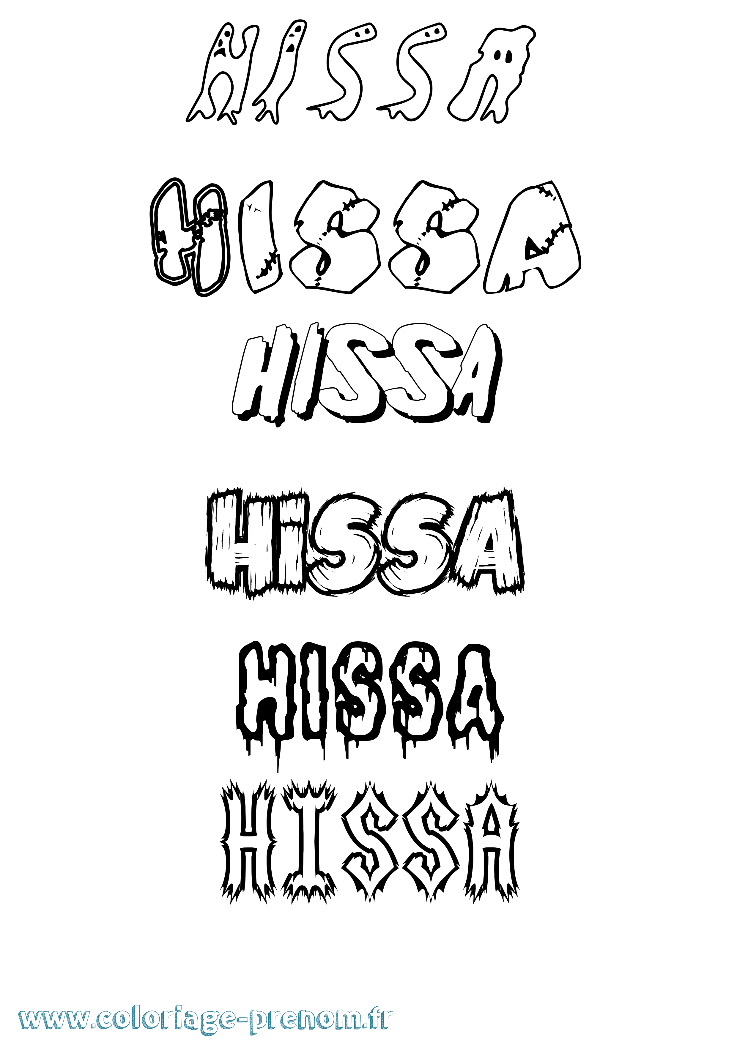 Coloriage prénom Hissa Frisson