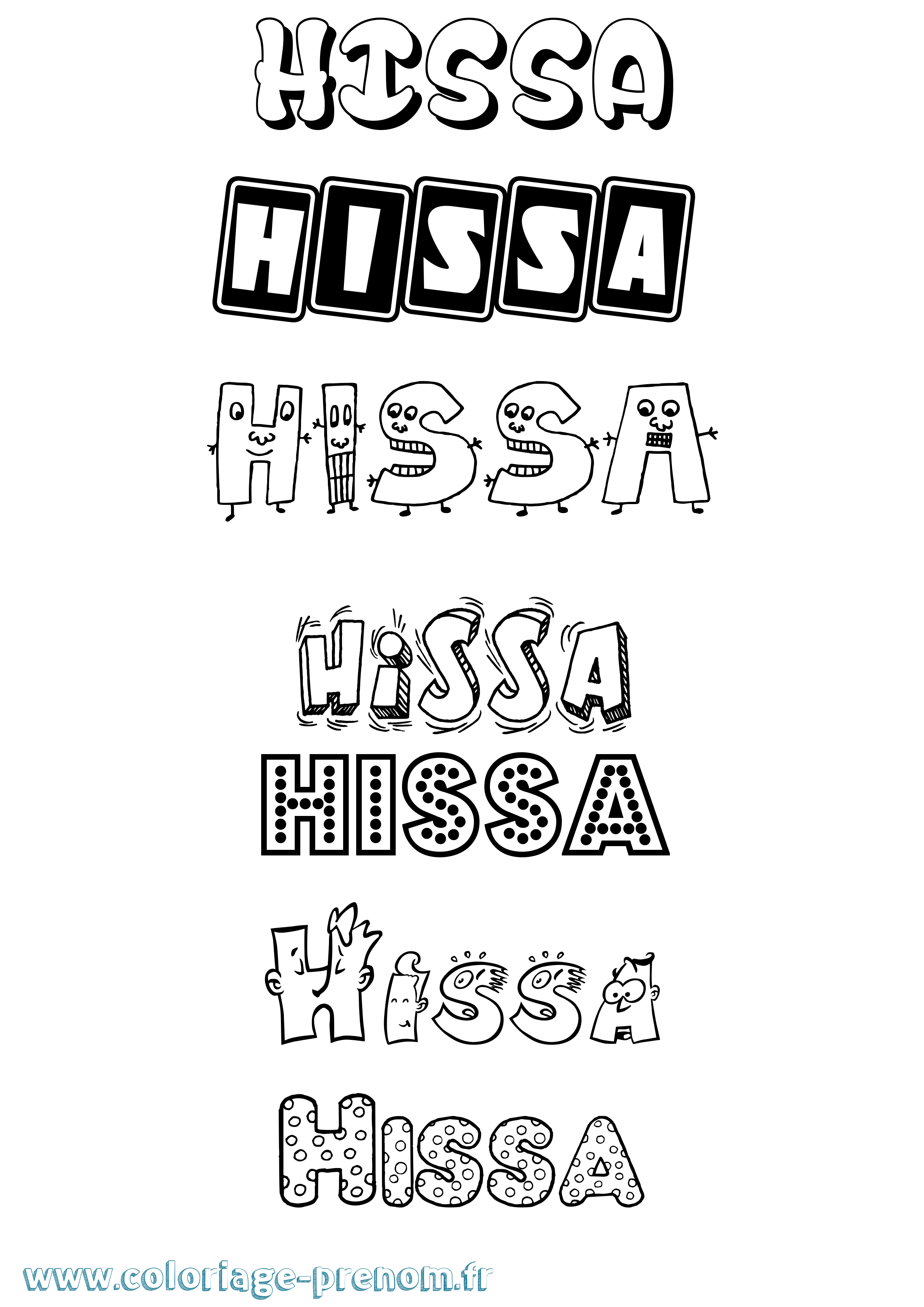 Coloriage prénom Hissa Fun
