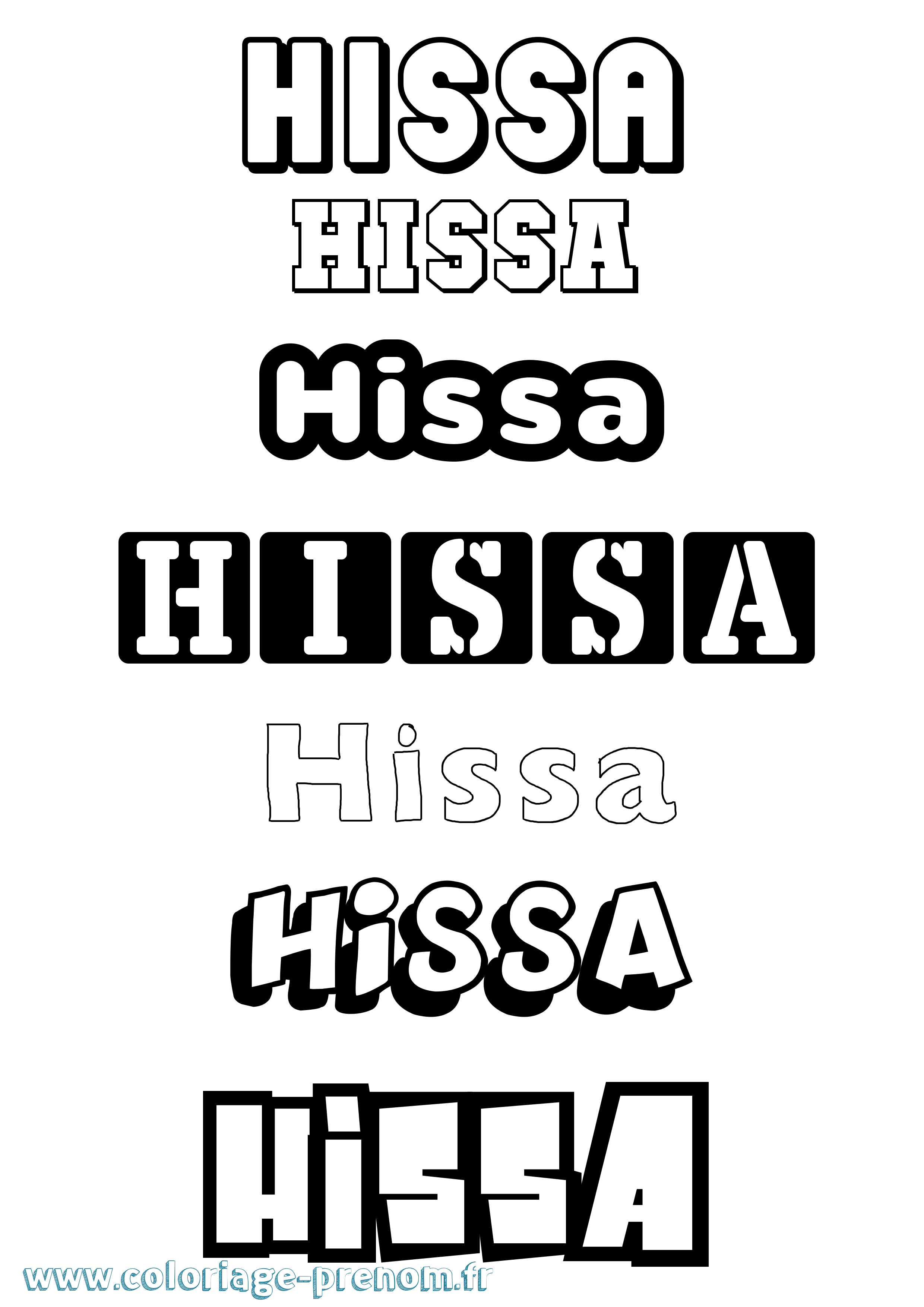 Coloriage prénom Hissa Simple