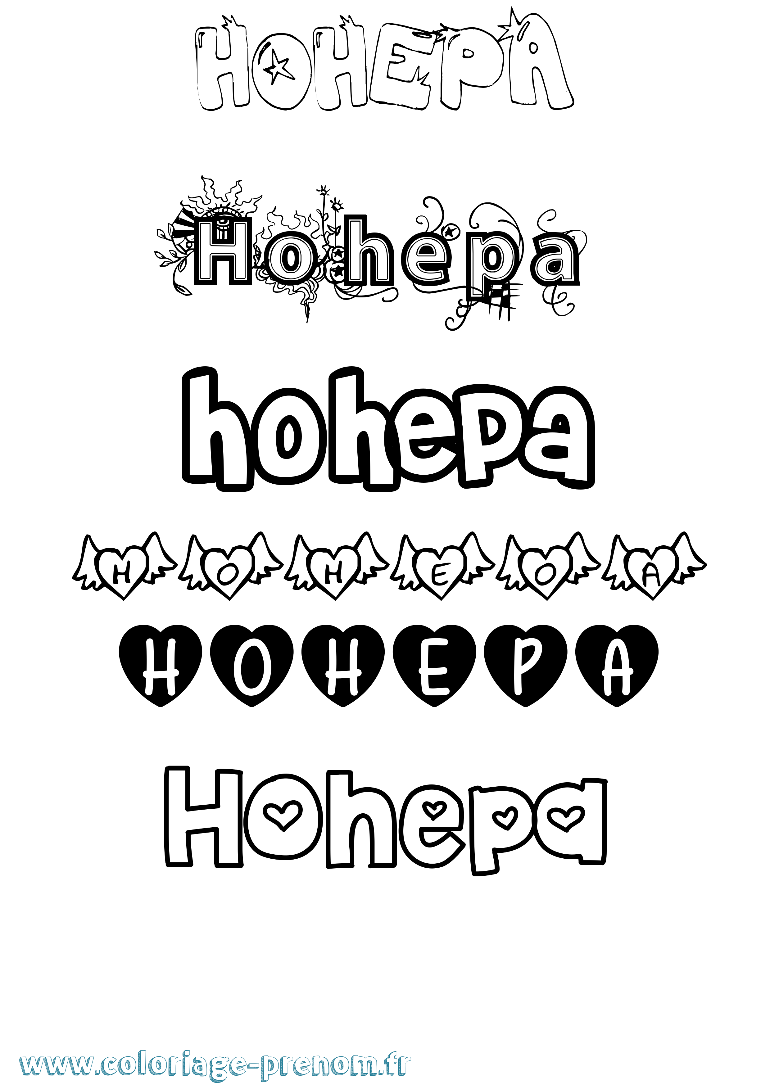 Coloriage prénom Hohepa Girly