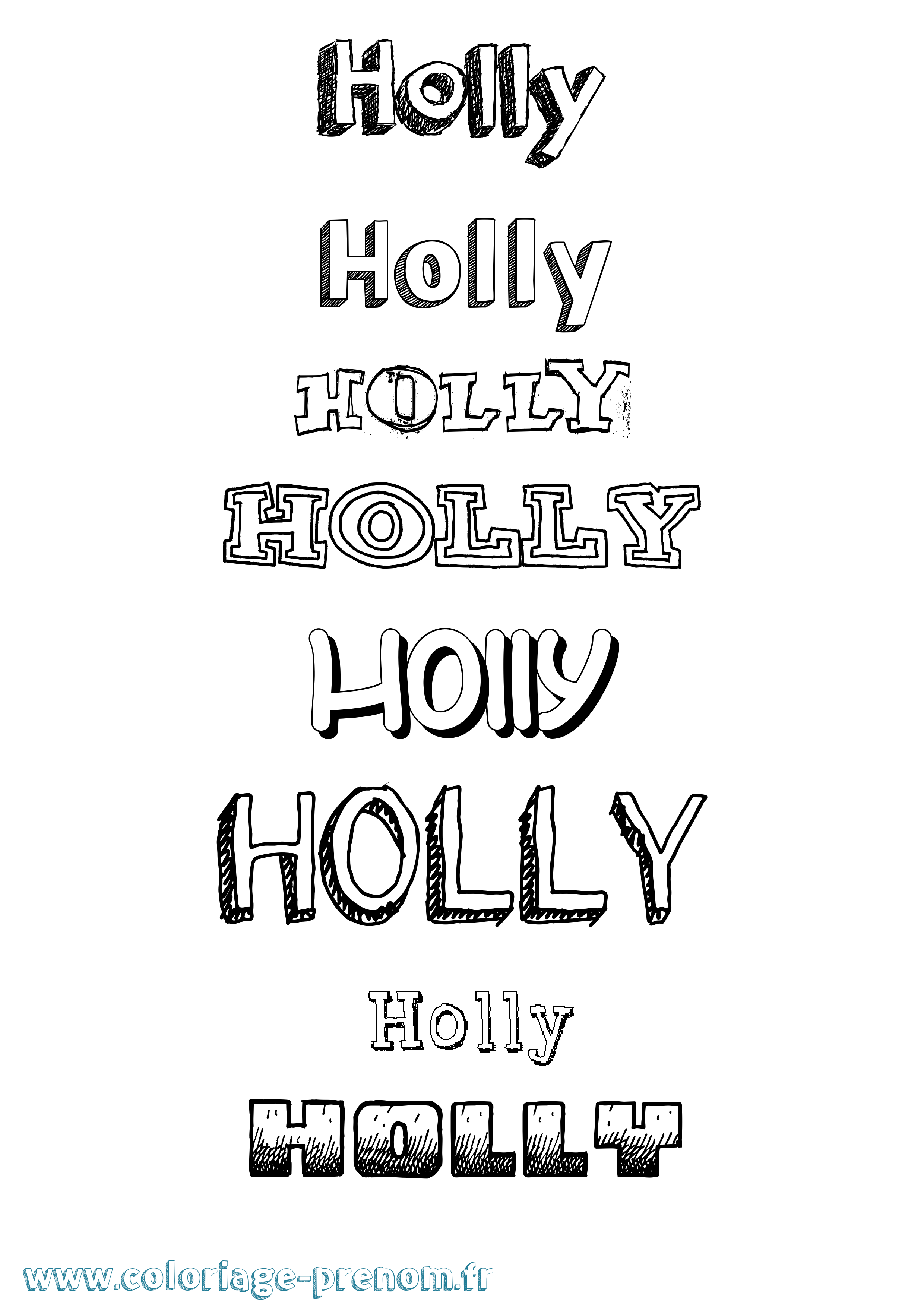 Coloriage Holly Dessiné Coloriage prénom Holly Dessiné