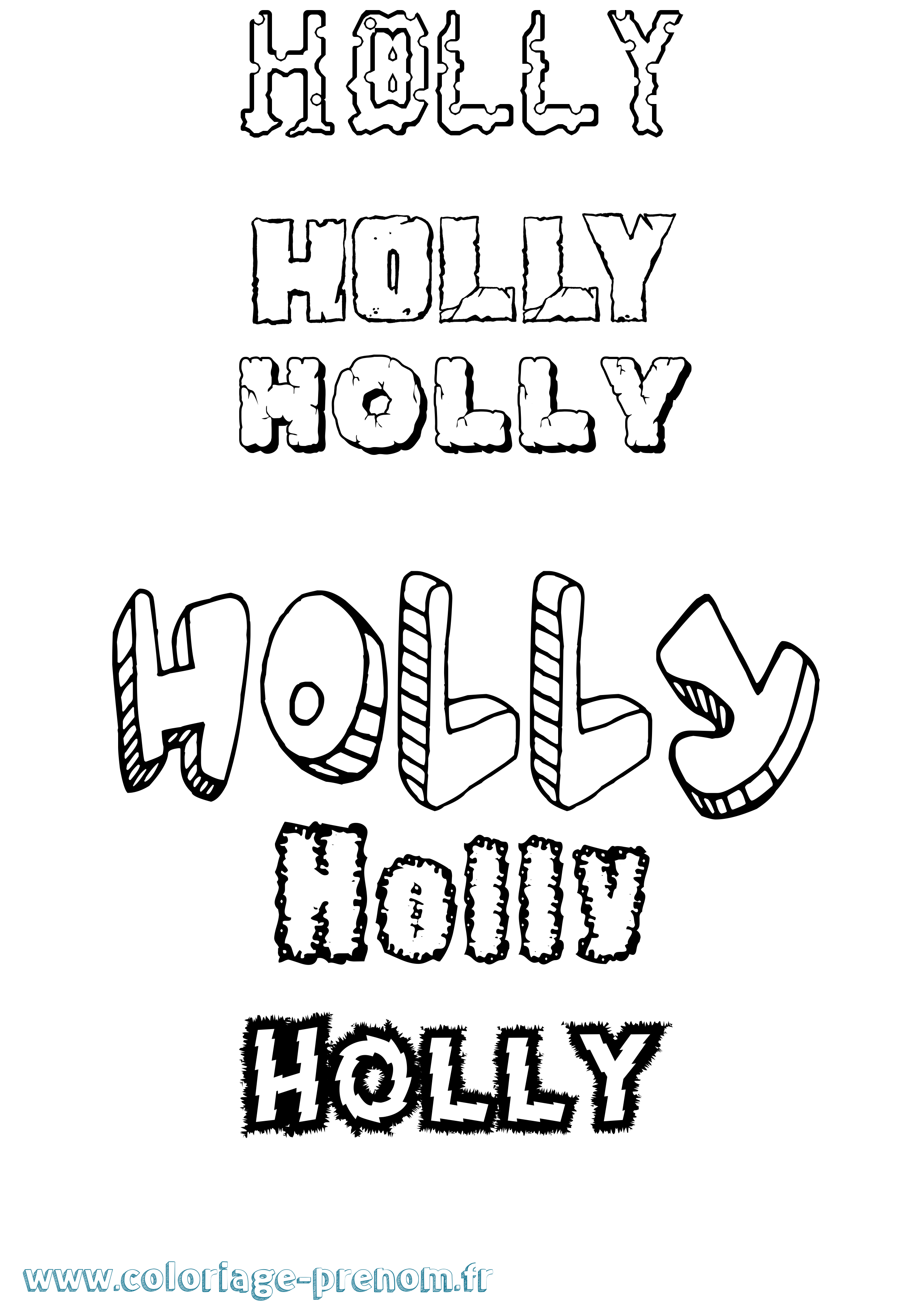 Coloriage Holly Destructuré Coloriage prénom Holly Destructuré