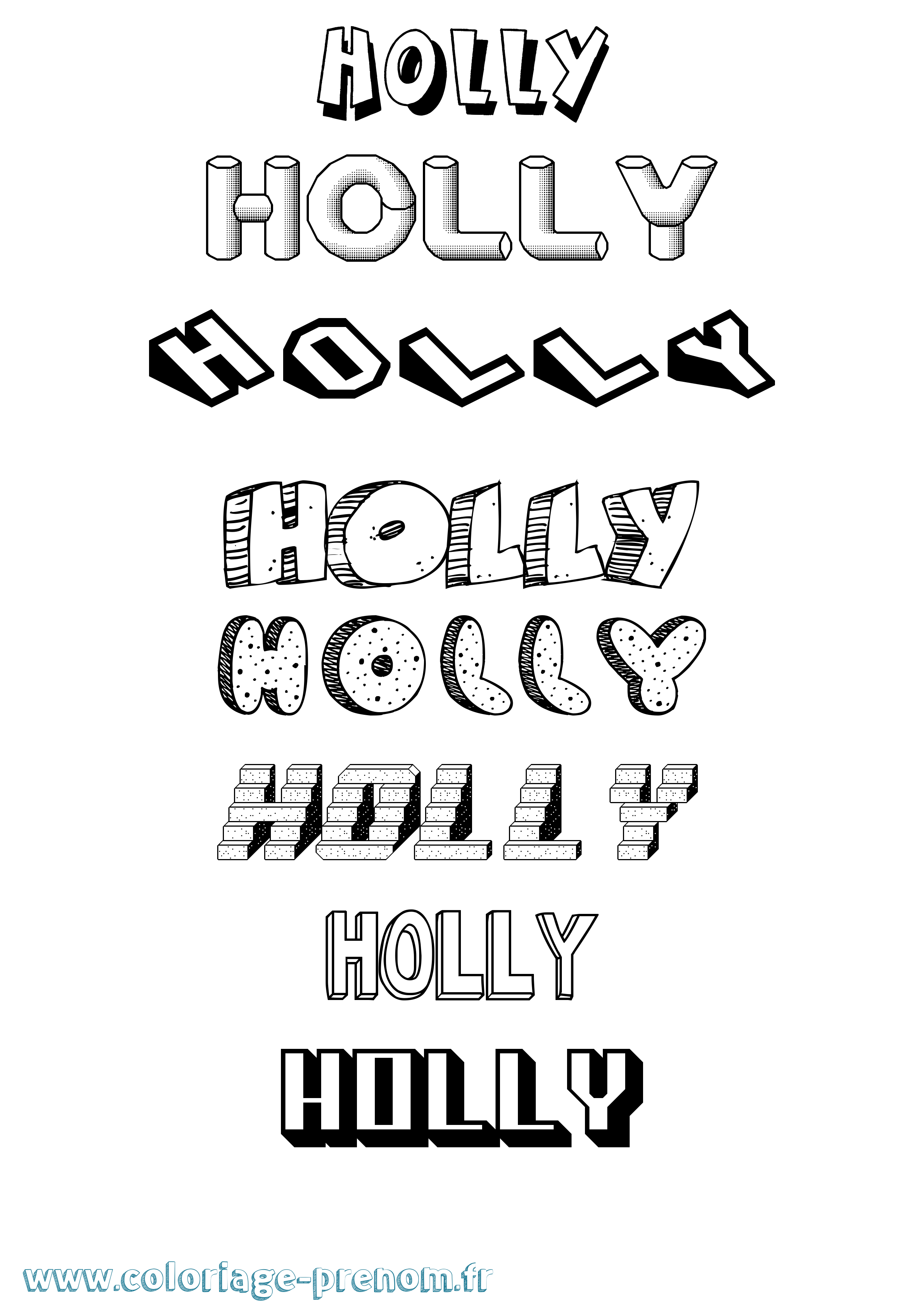 Coloriage Holly Effet 3D Coloriage prénom Holly Effet 3D