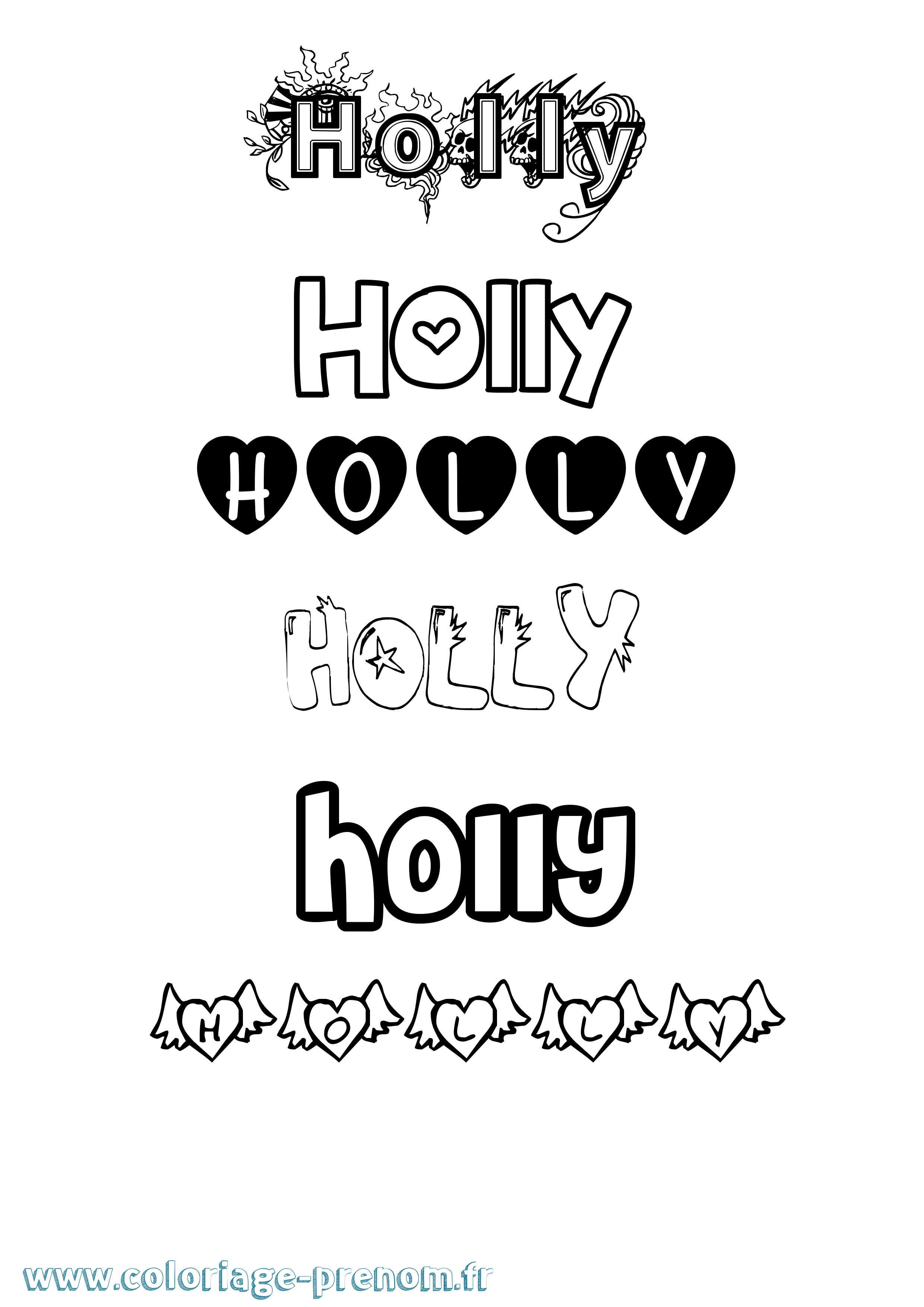 Coloriage Holly Girly Coloriage prénom Holly Girly