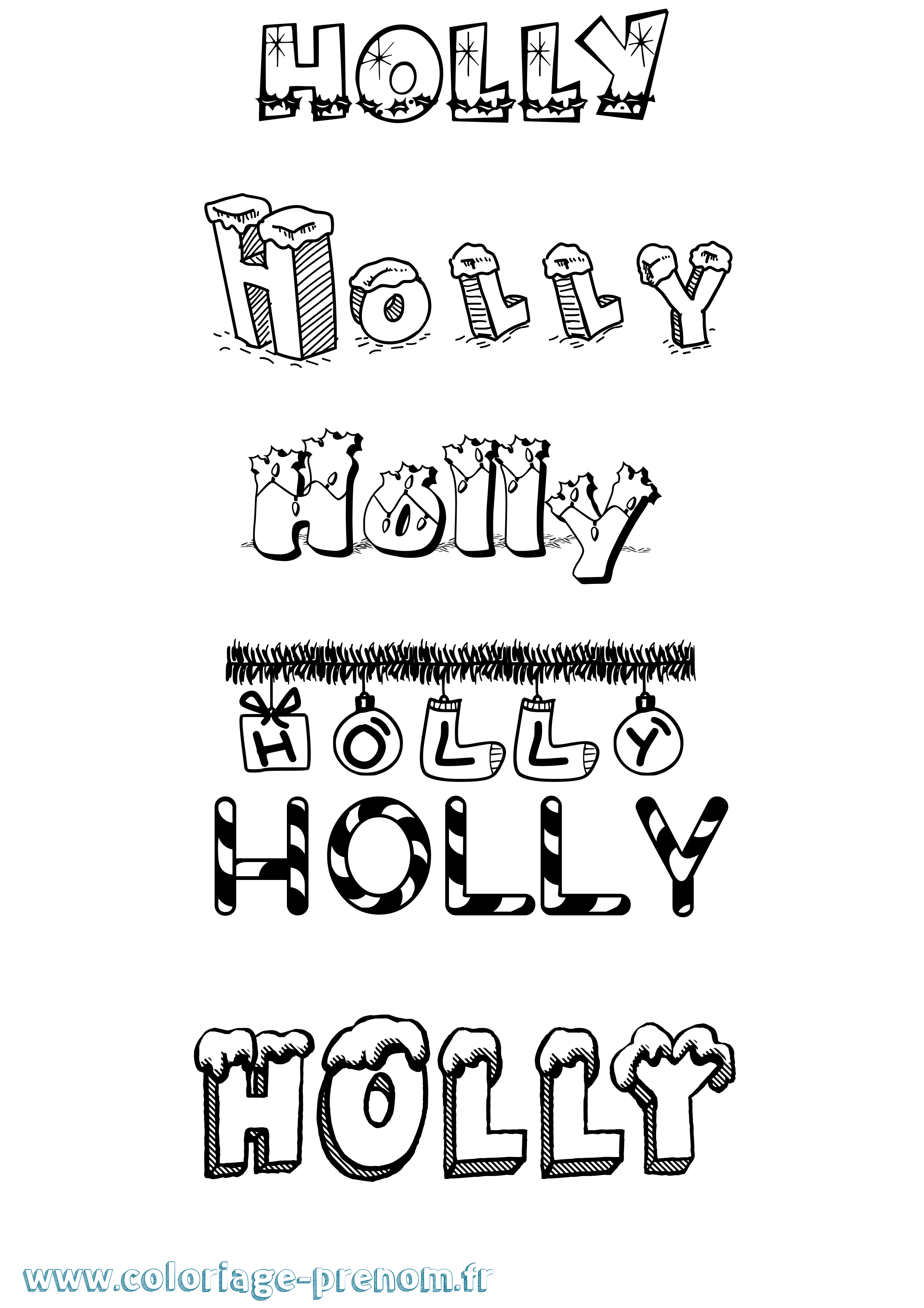 Coloriage Holly Noël Coloriage prénom Holly Noël