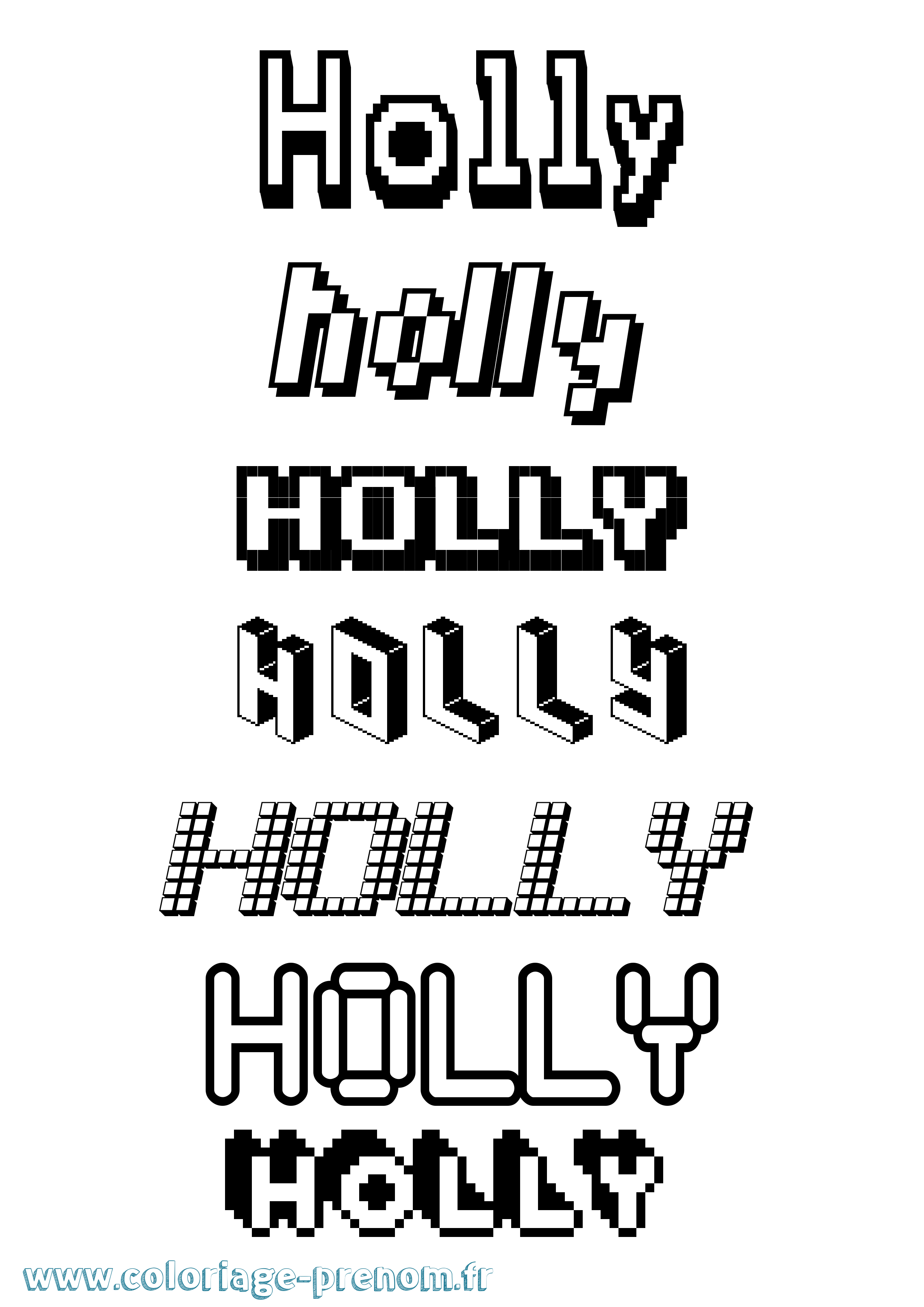 Coloriage Holly Pixel Coloriage prénom Holly Pixel