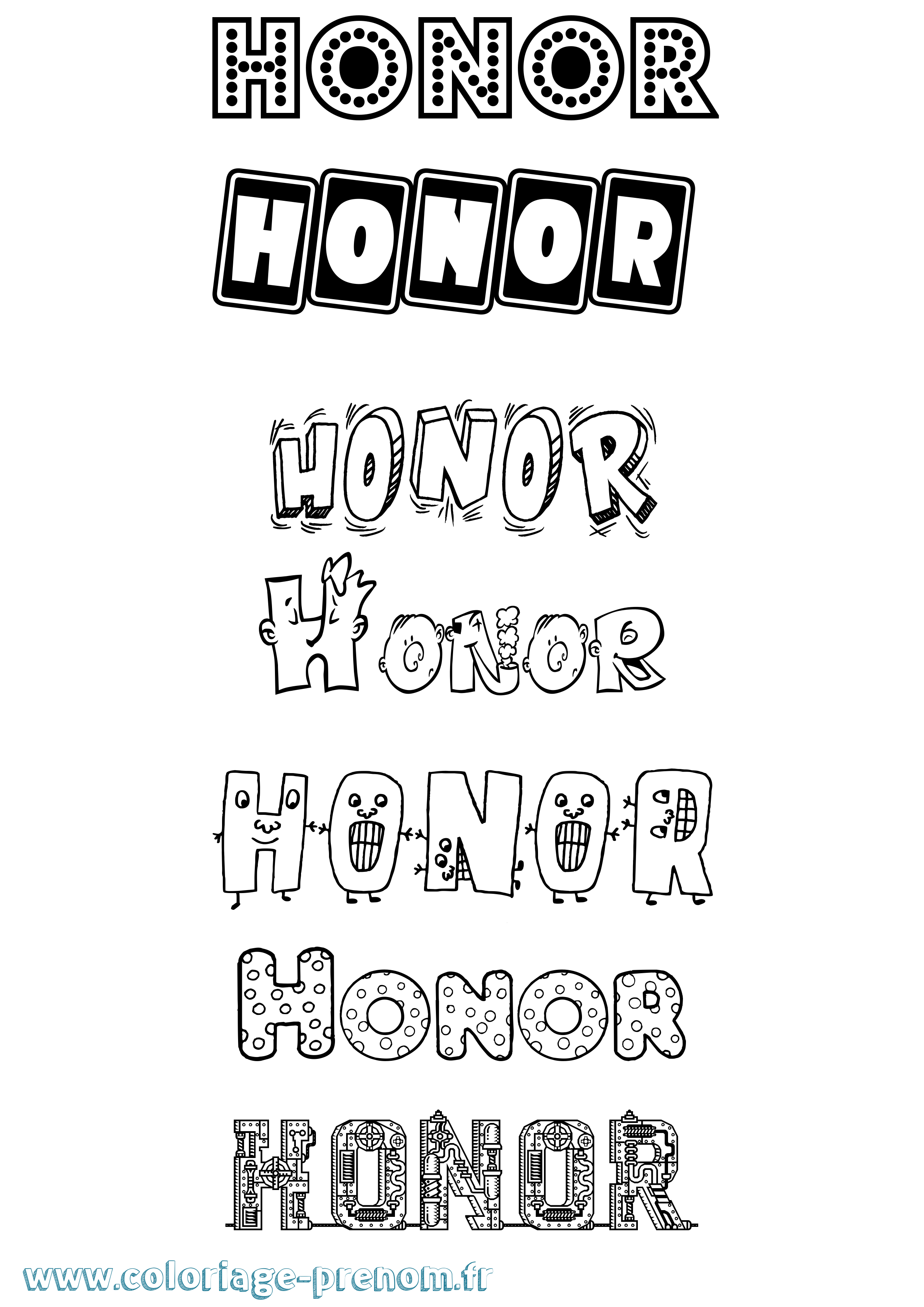 Coloriage prénom Honor Fun