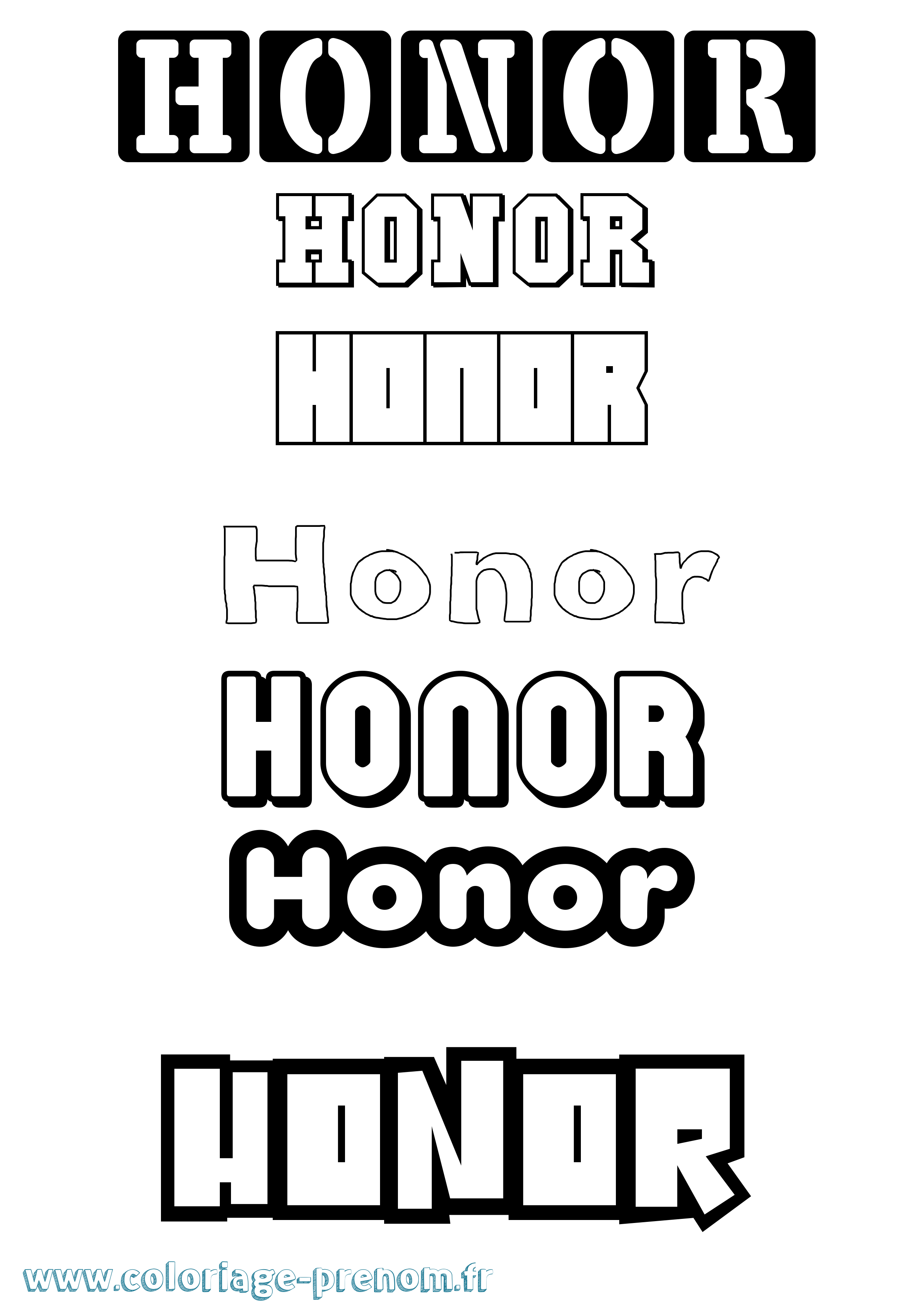 Coloriage prénom Honor Simple
