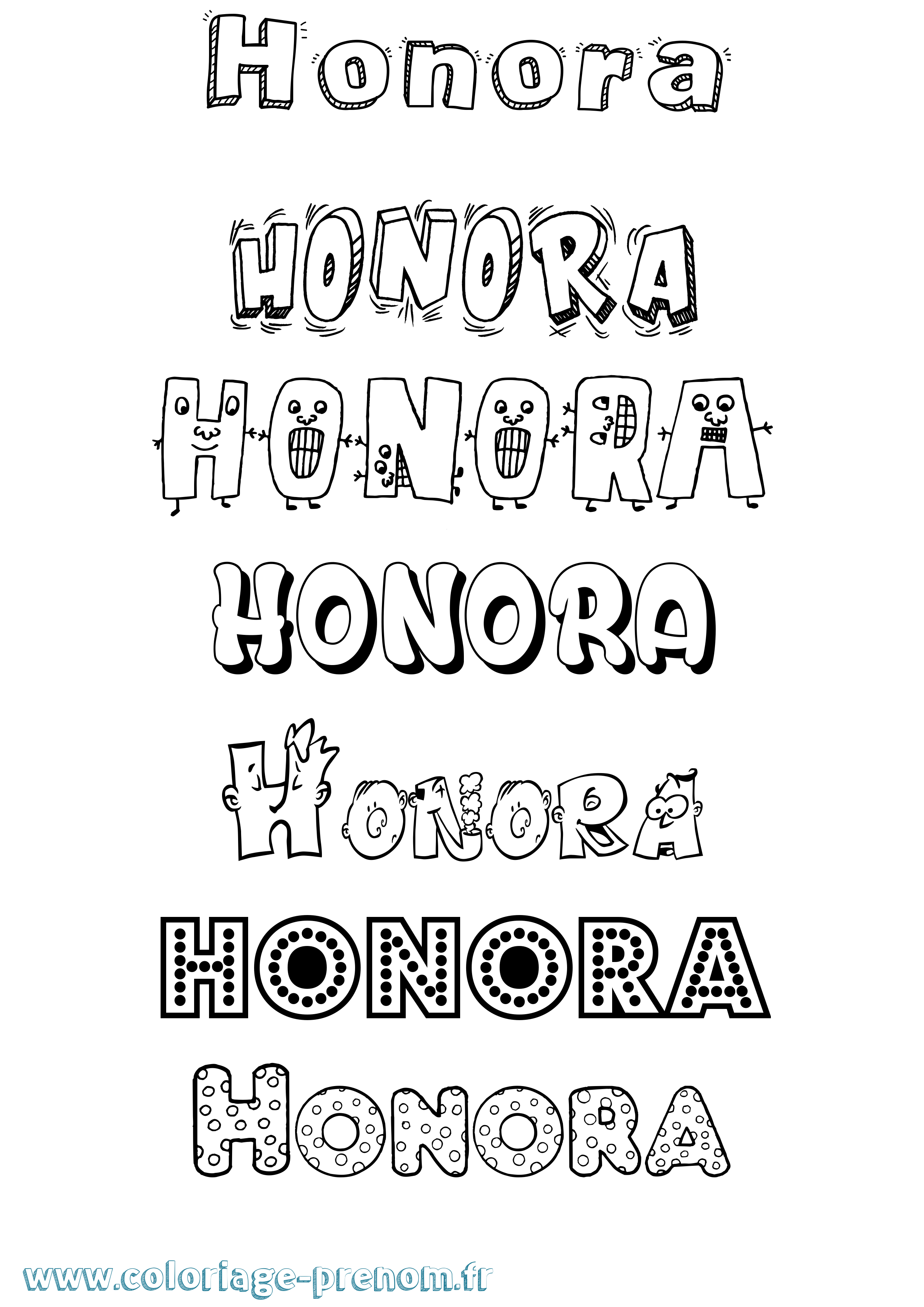 Coloriage prénom Honora Fun