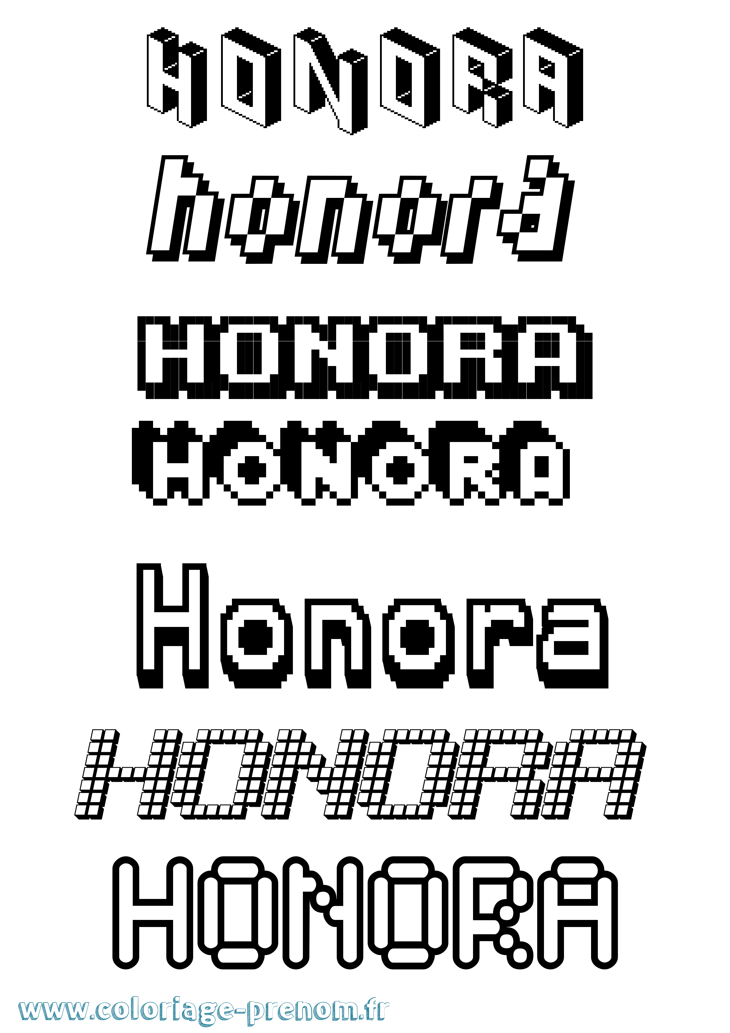Coloriage prénom Honora Pixel