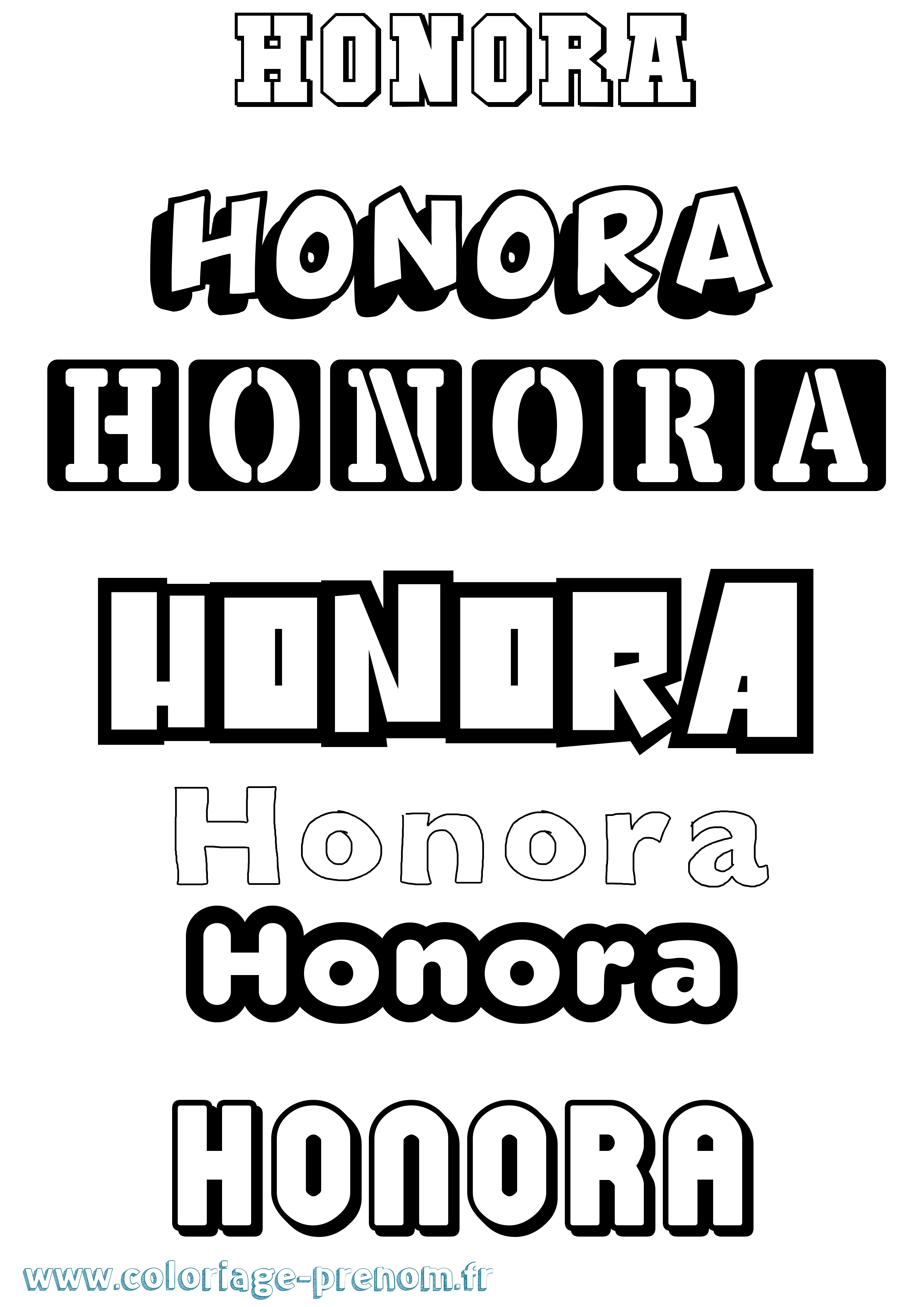 Coloriage prénom Honora Simple