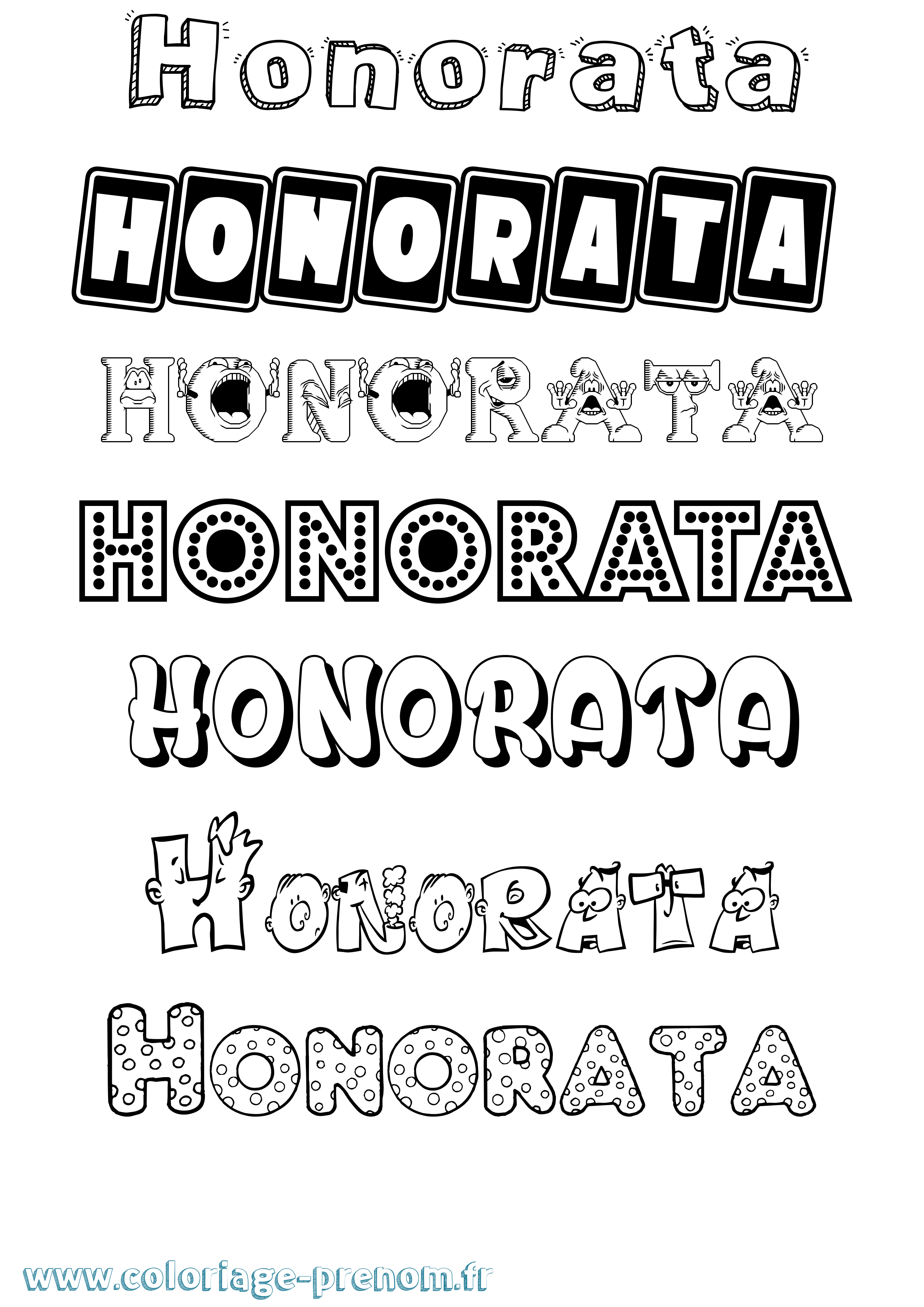Coloriage prénom Honorata Fun
