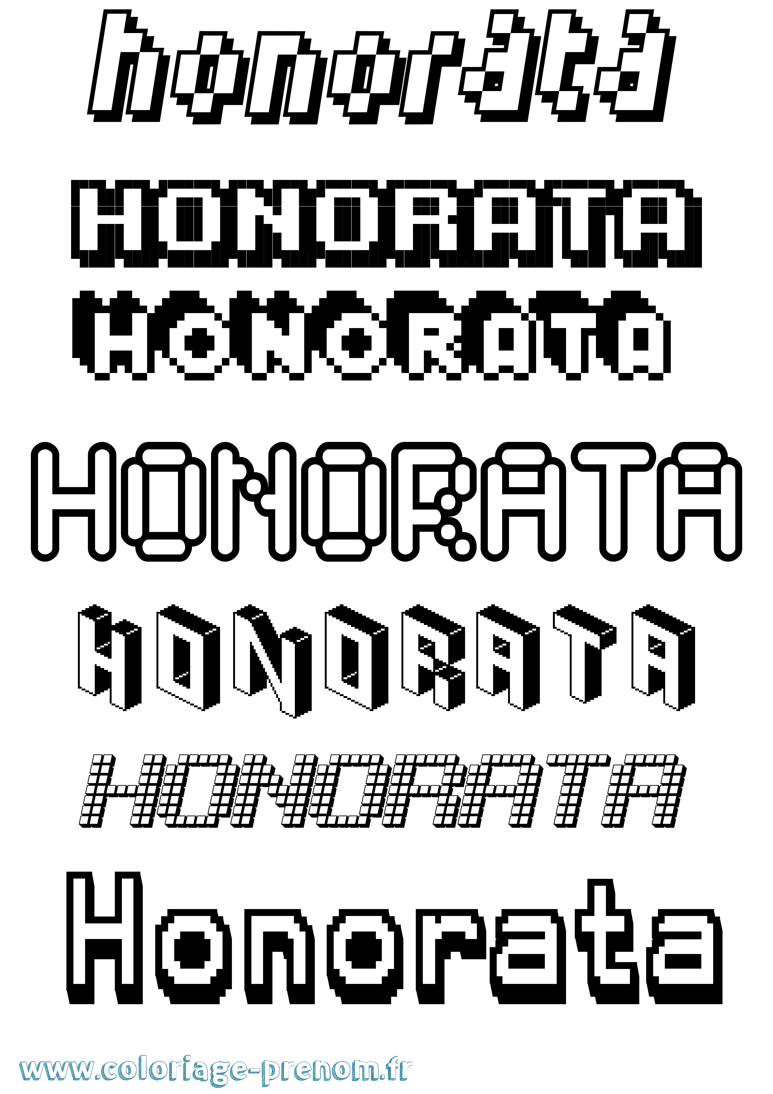 Coloriage prénom Honorata Pixel