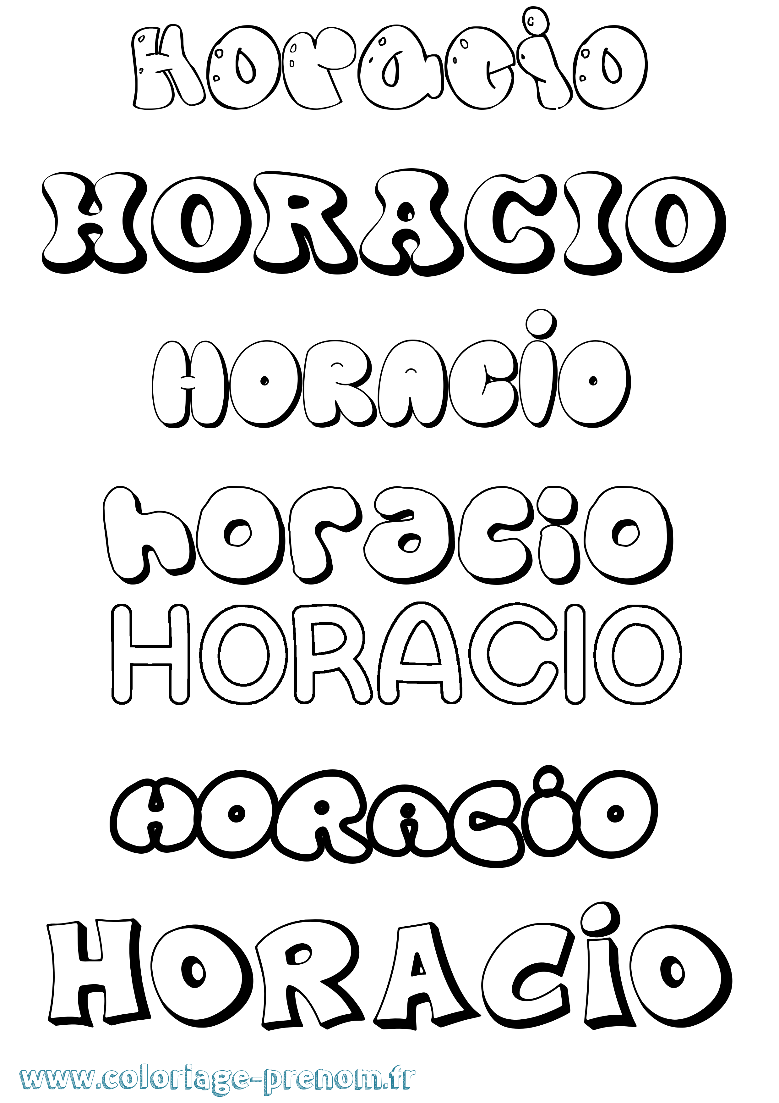 Coloriage prénom Horacio Bubble