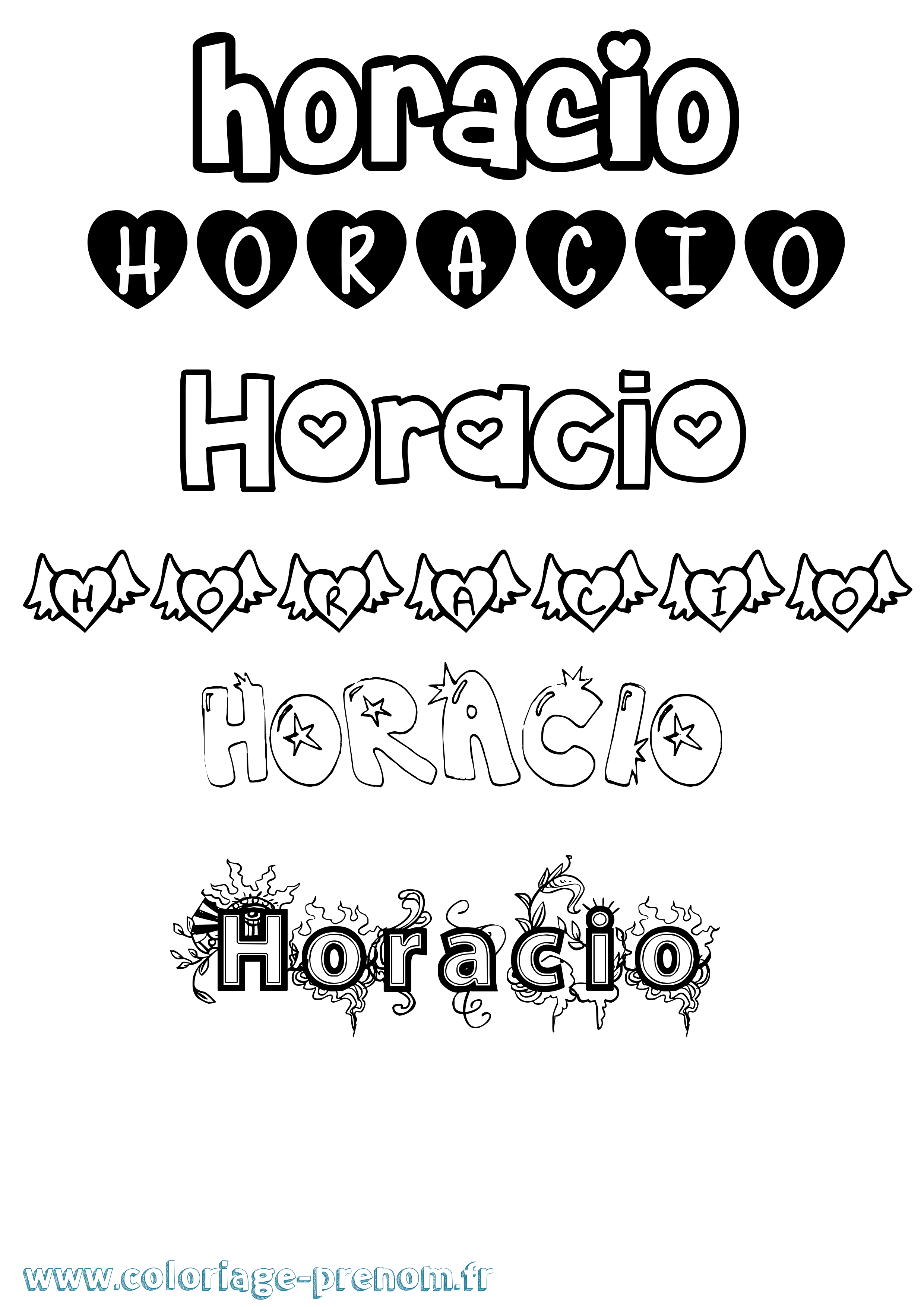 Coloriage prénom Horacio Girly