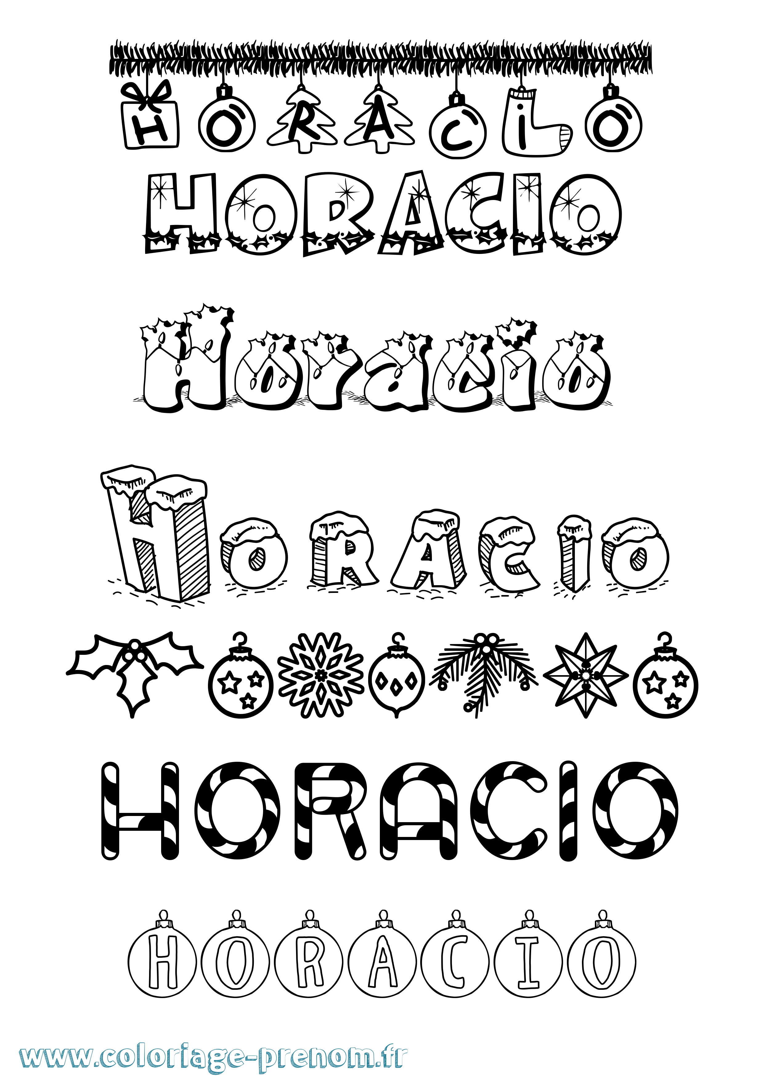 Coloriage prénom Horacio Noël