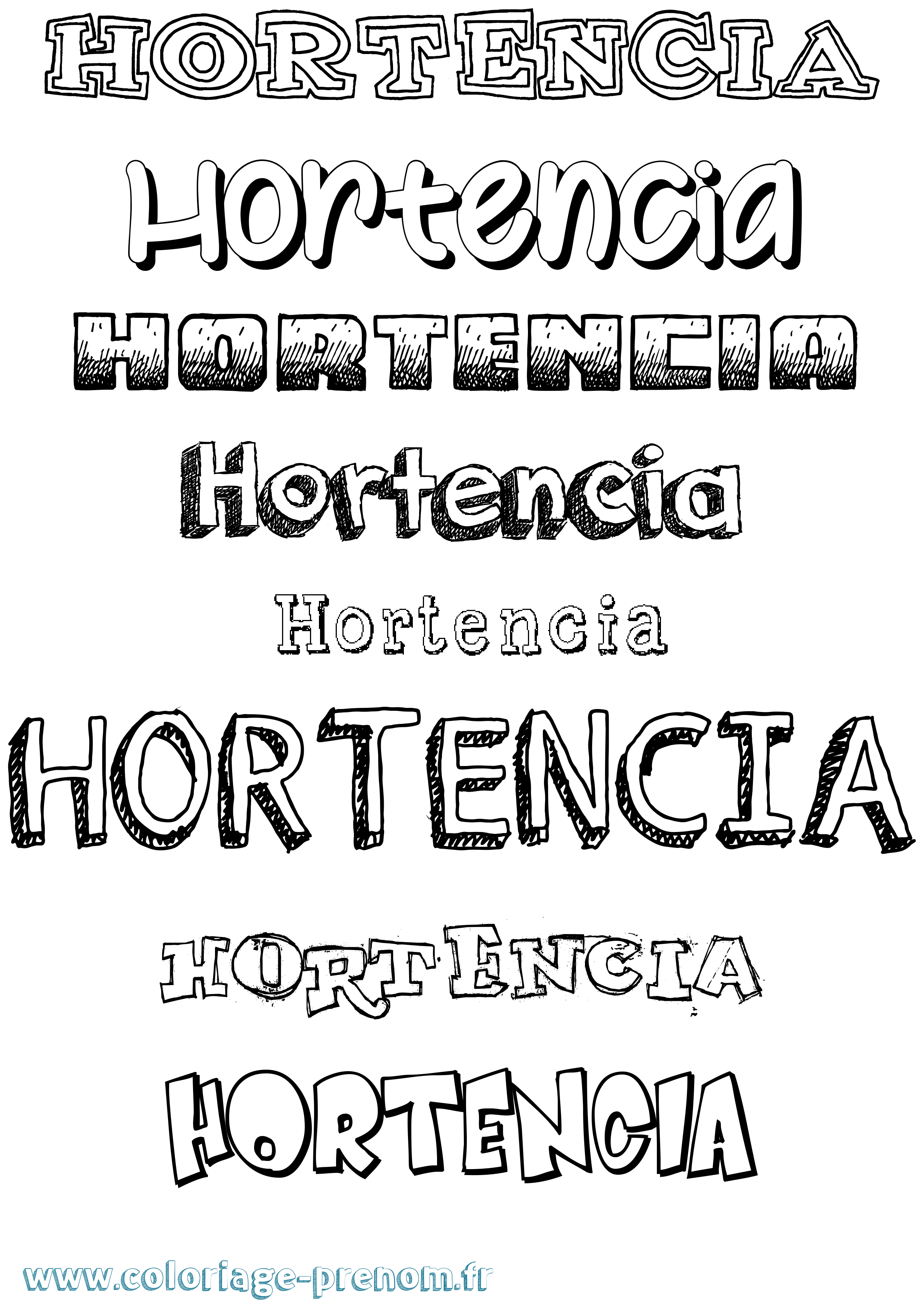 Coloriage prénom Hortencia Dessiné