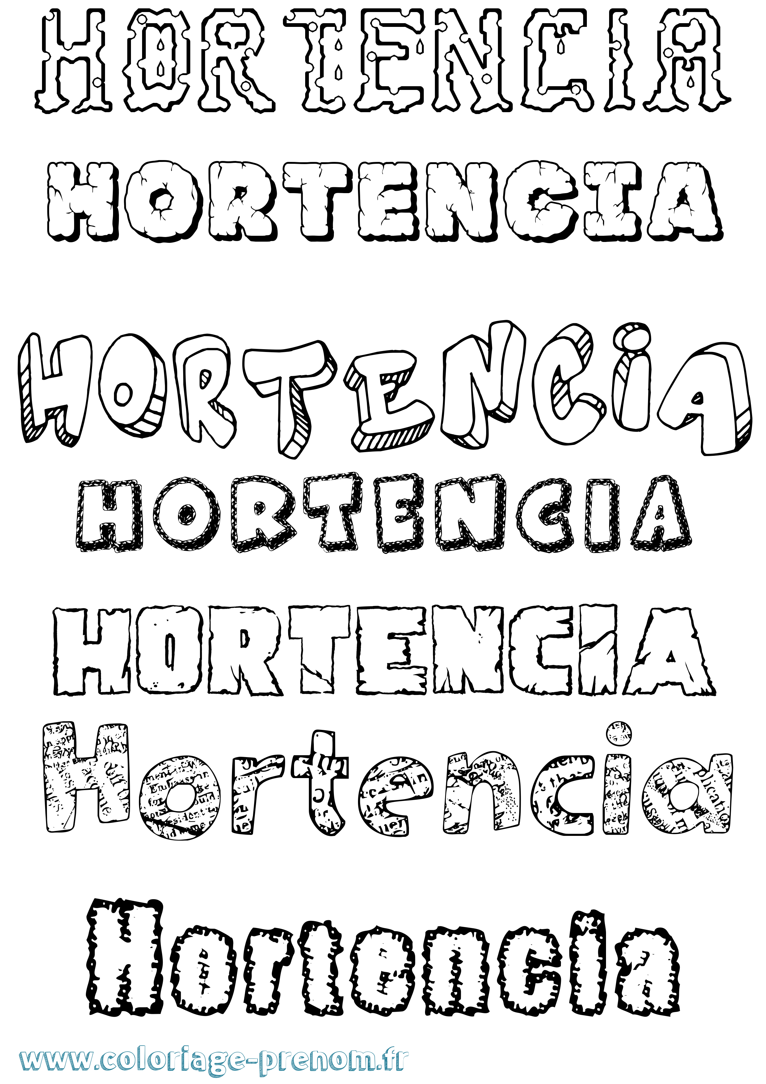 Coloriage prénom Hortencia Destructuré