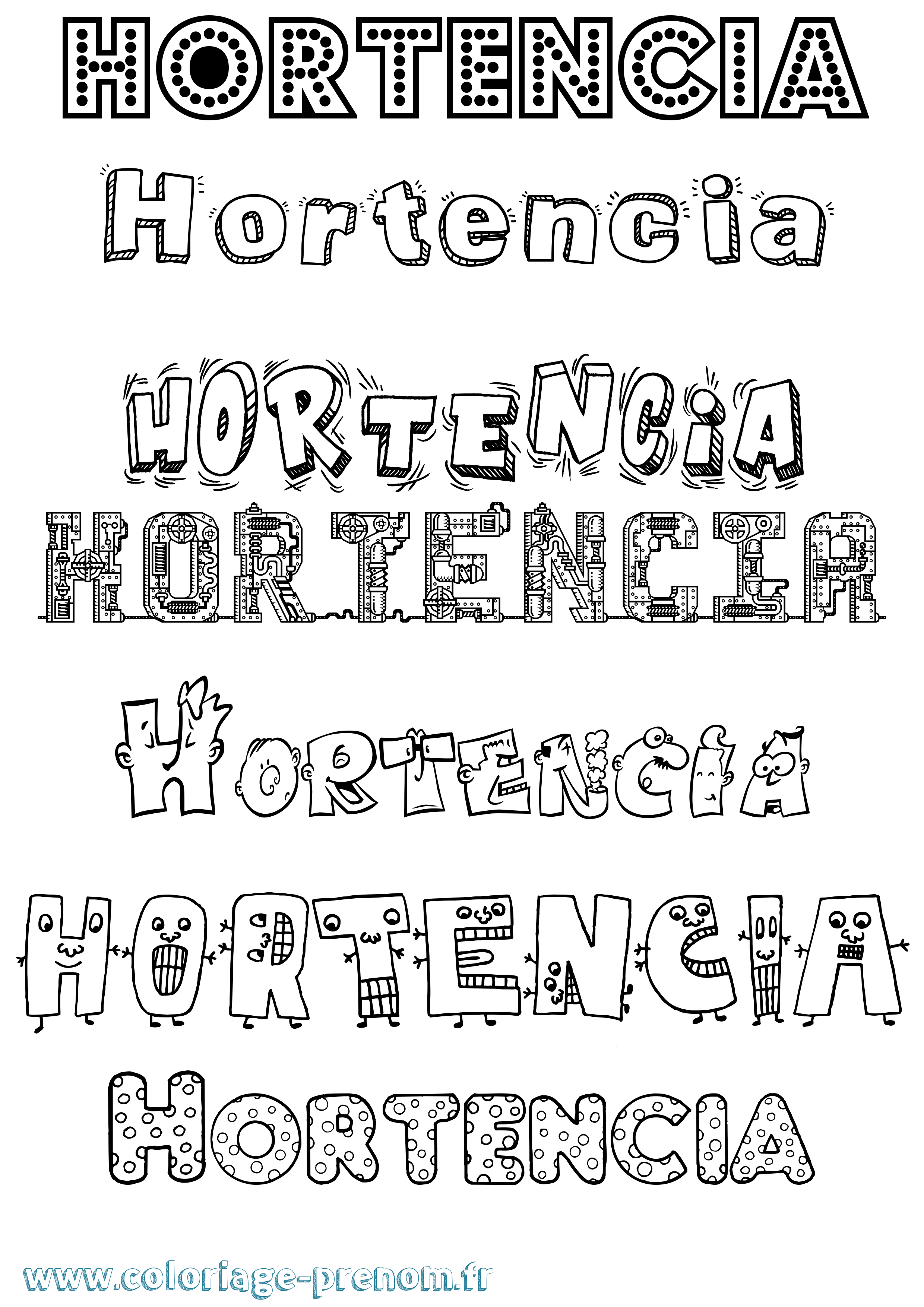 Coloriage prénom Hortencia Fun