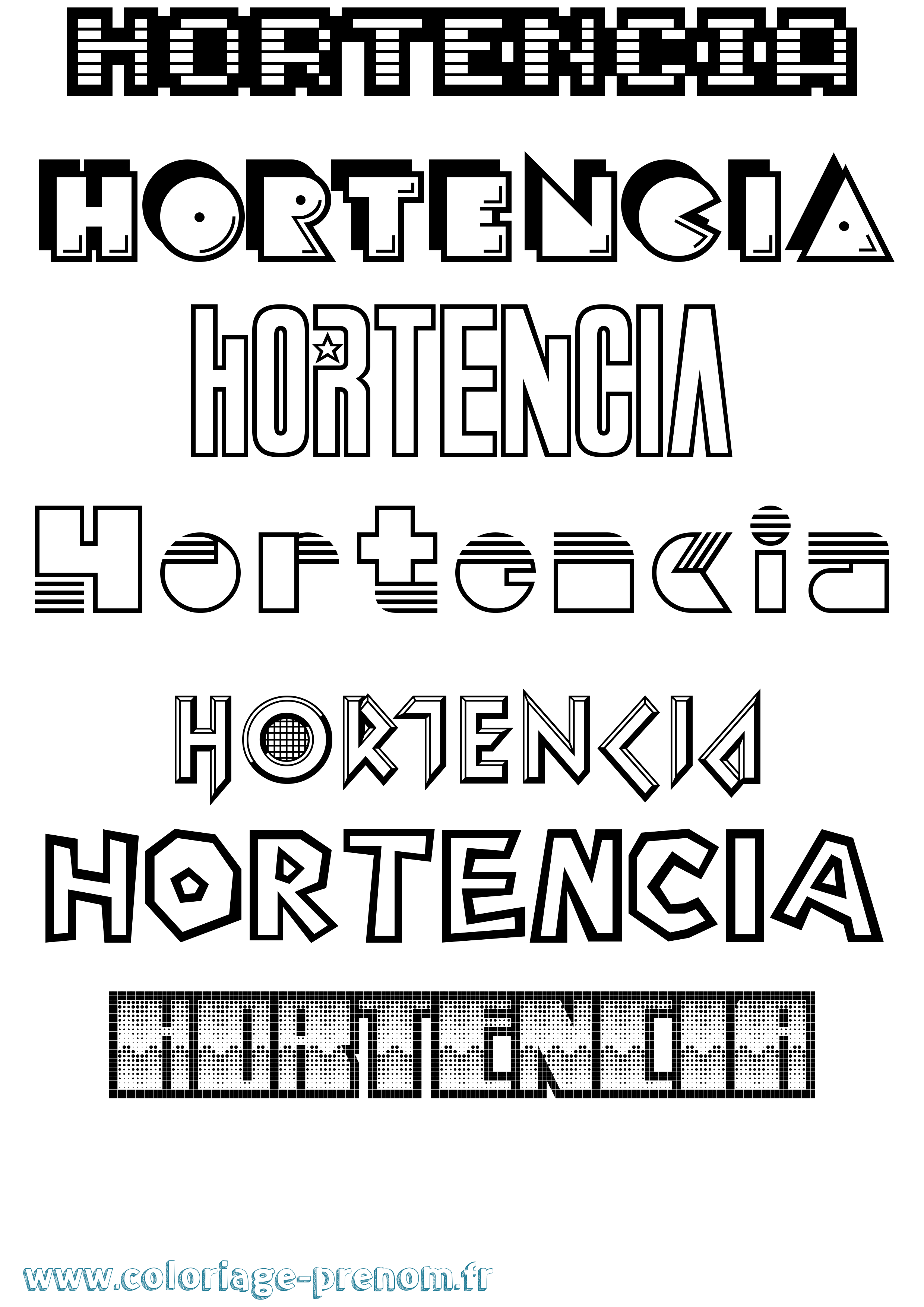 Coloriage prénom Hortencia Jeux Vidéos