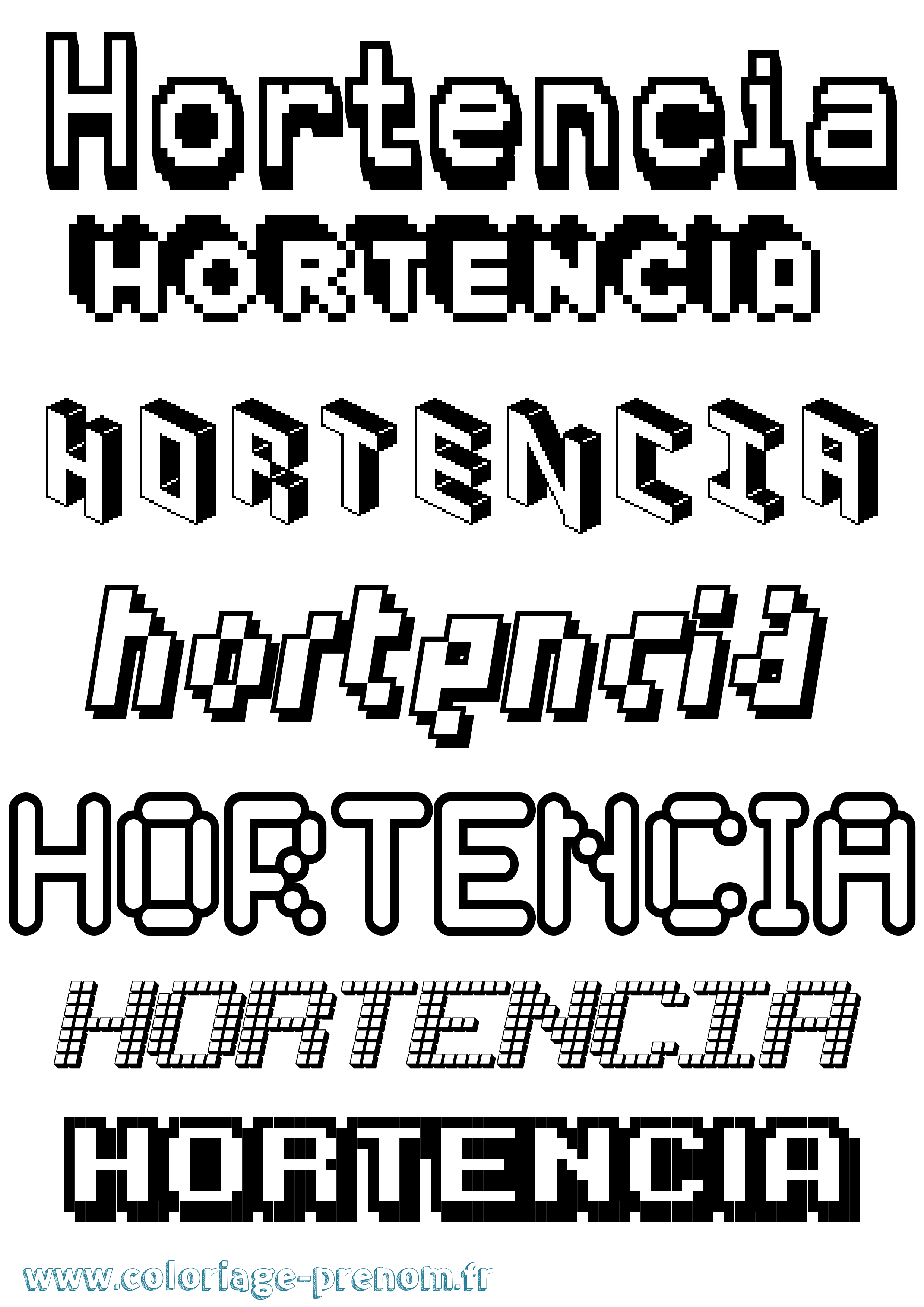 Coloriage prénom Hortencia Pixel