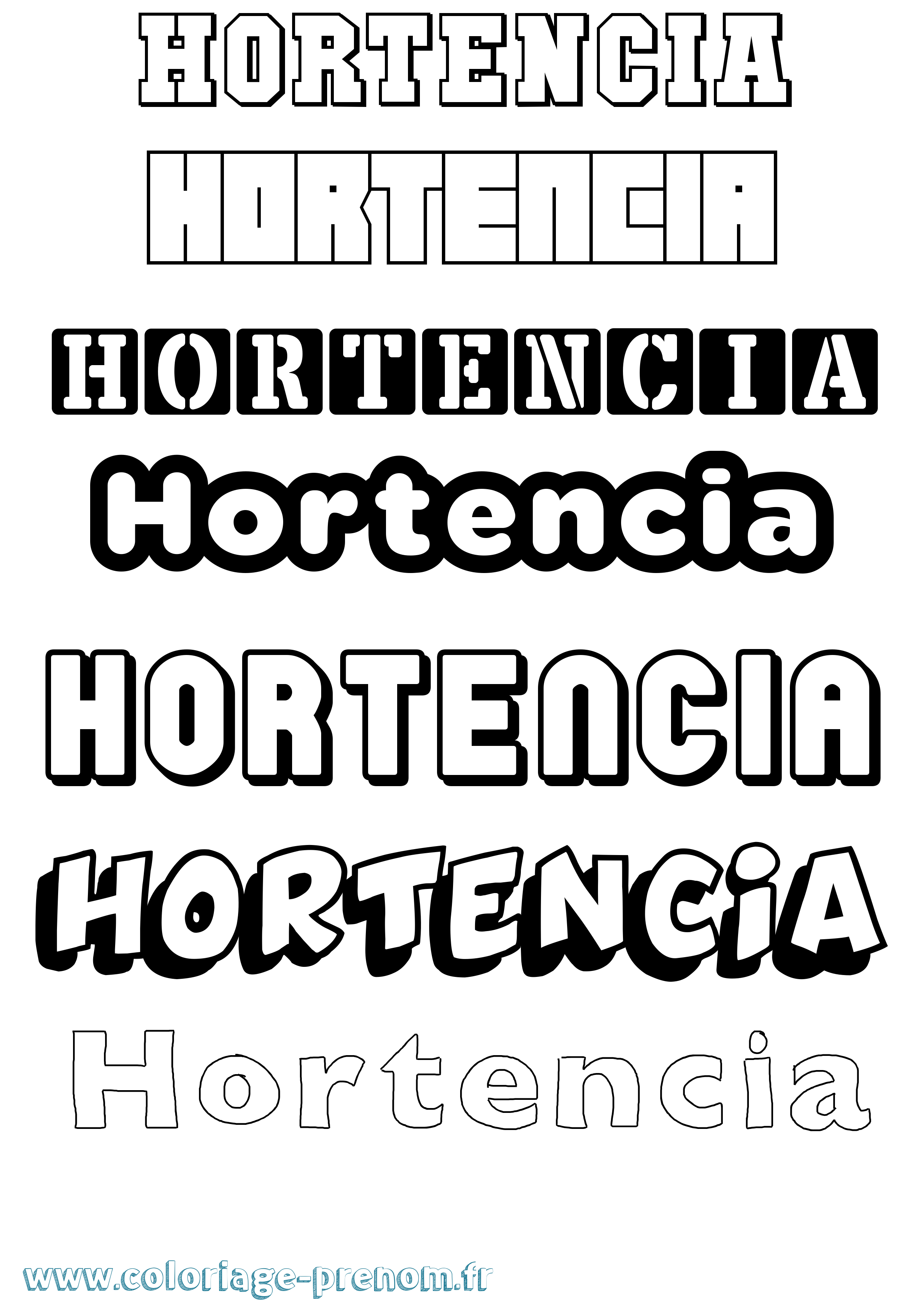 Coloriage prénom Hortencia Simple