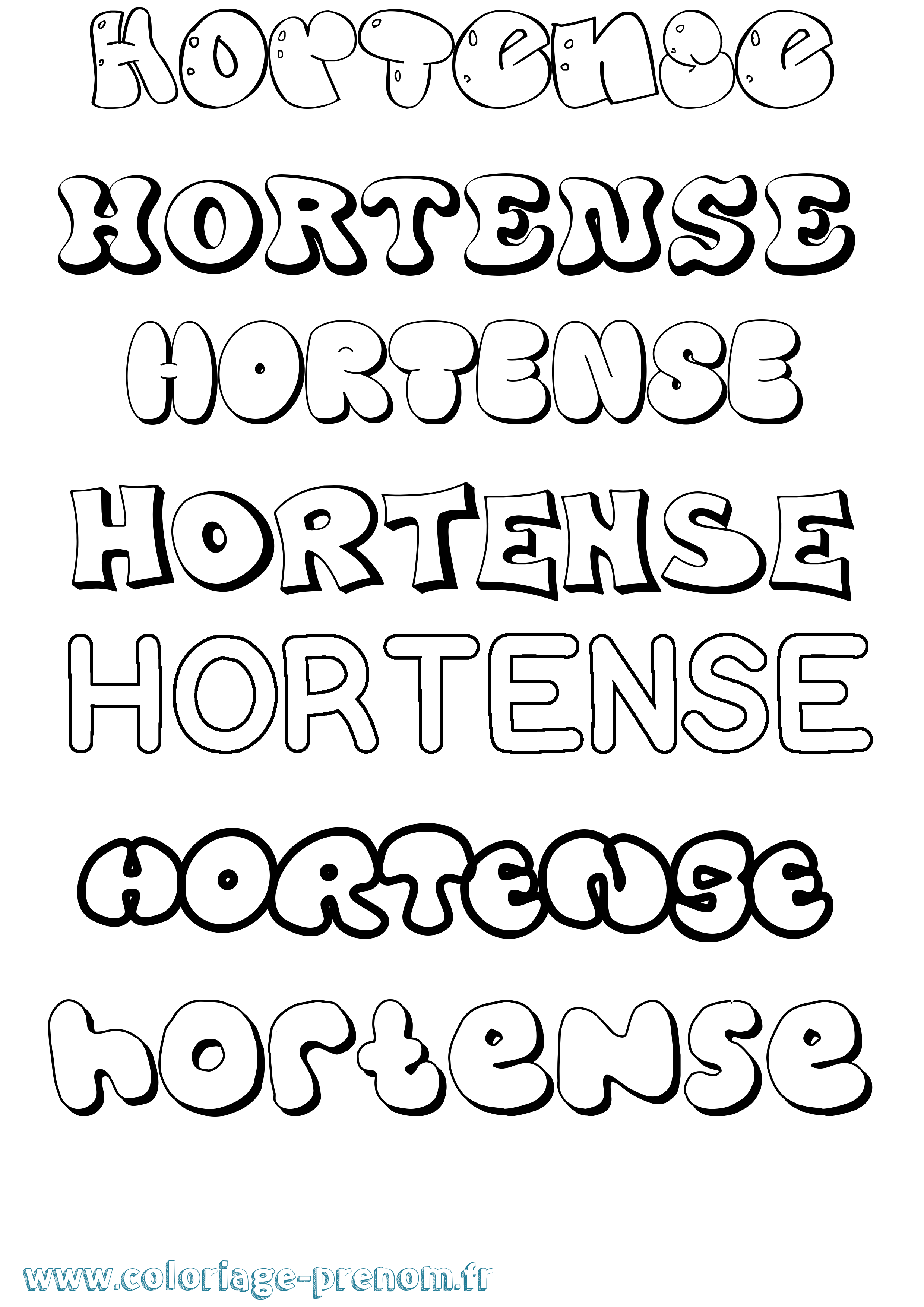 Coloriage prénom Hortense