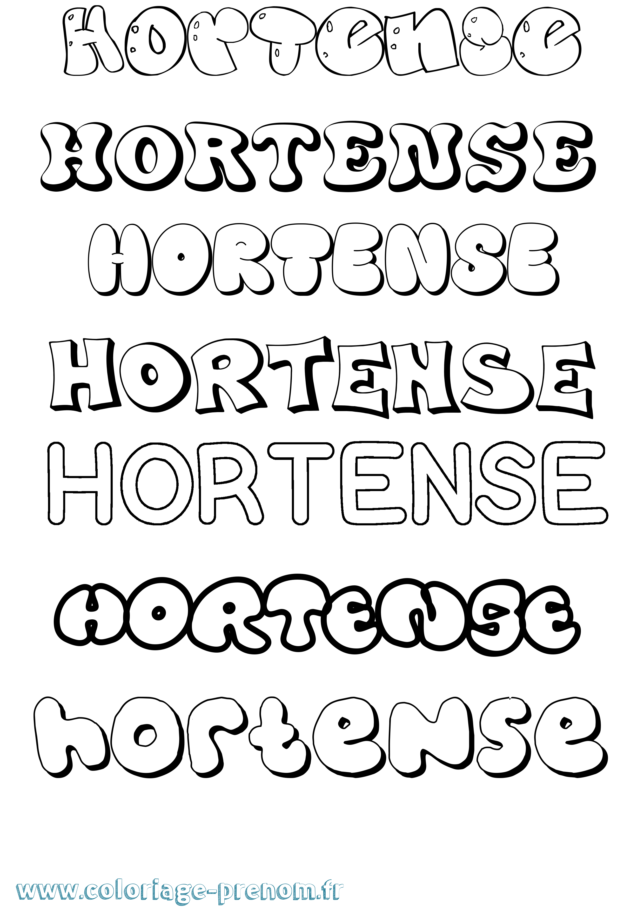 Coloriage Hortense Coloriage prénom Hortense