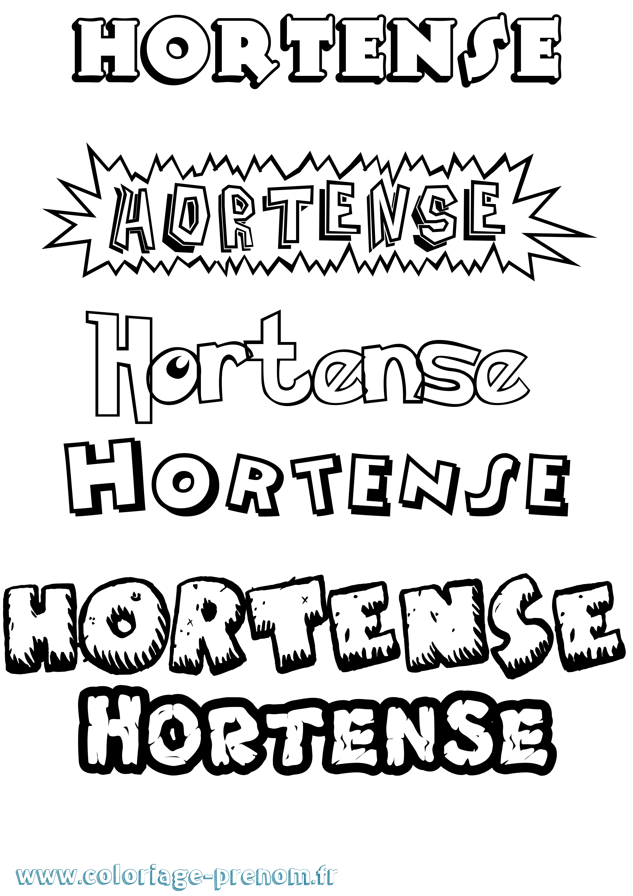 Coloriage Hortense Coloriage prénom Hortense