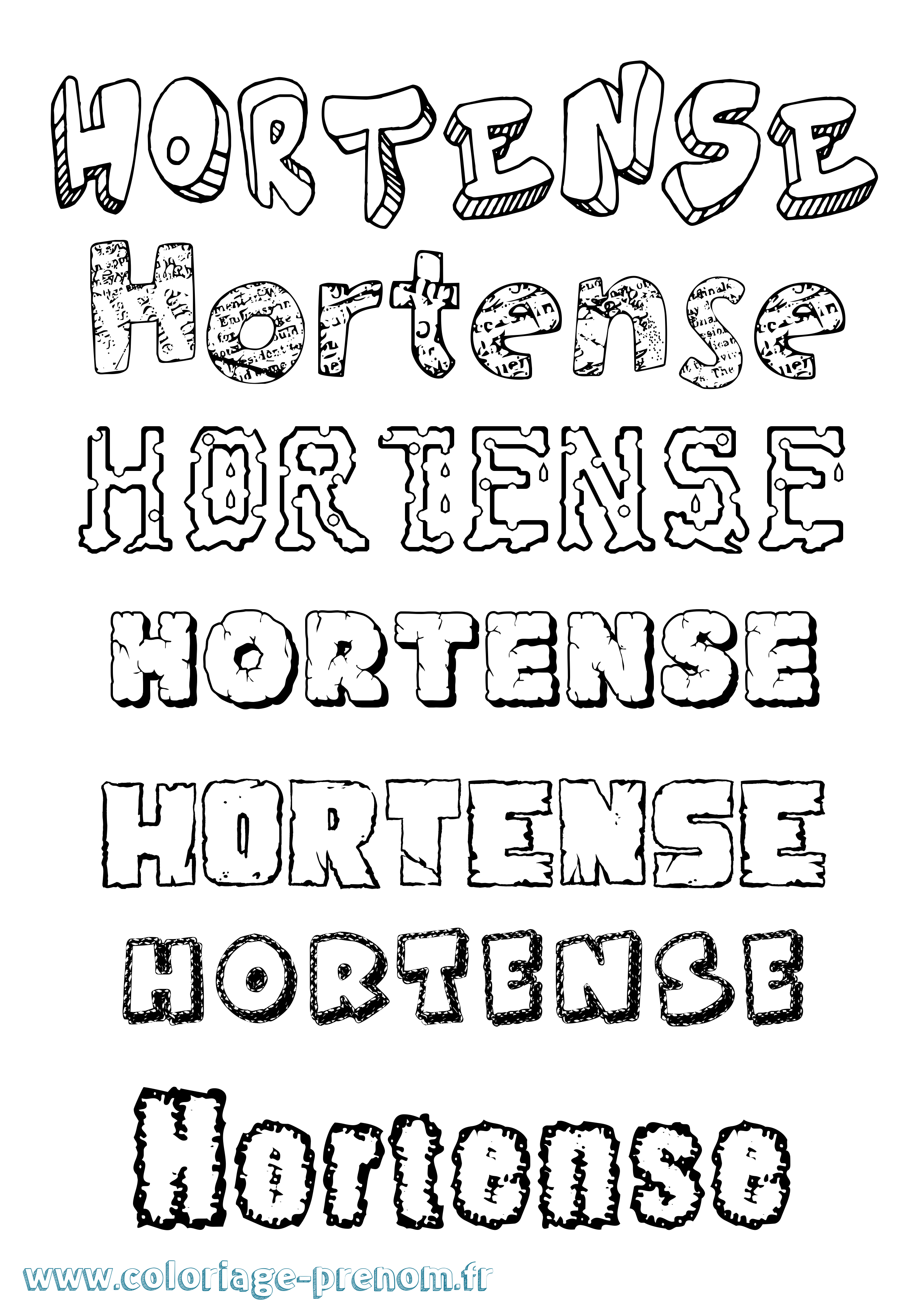 Coloriage Hortense Coloriage prénom Hortense