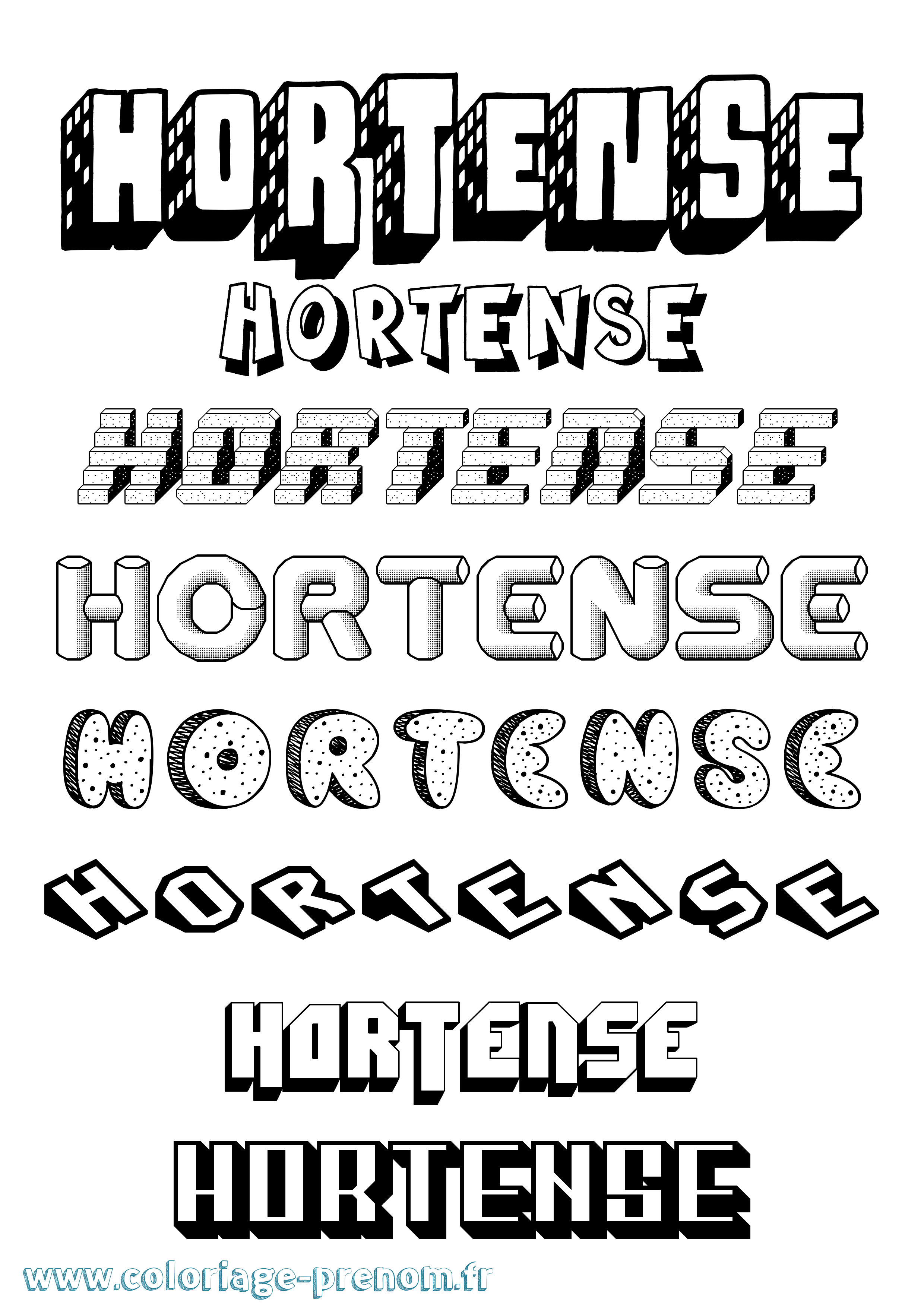 Coloriage Hortense Coloriage prénom Hortense