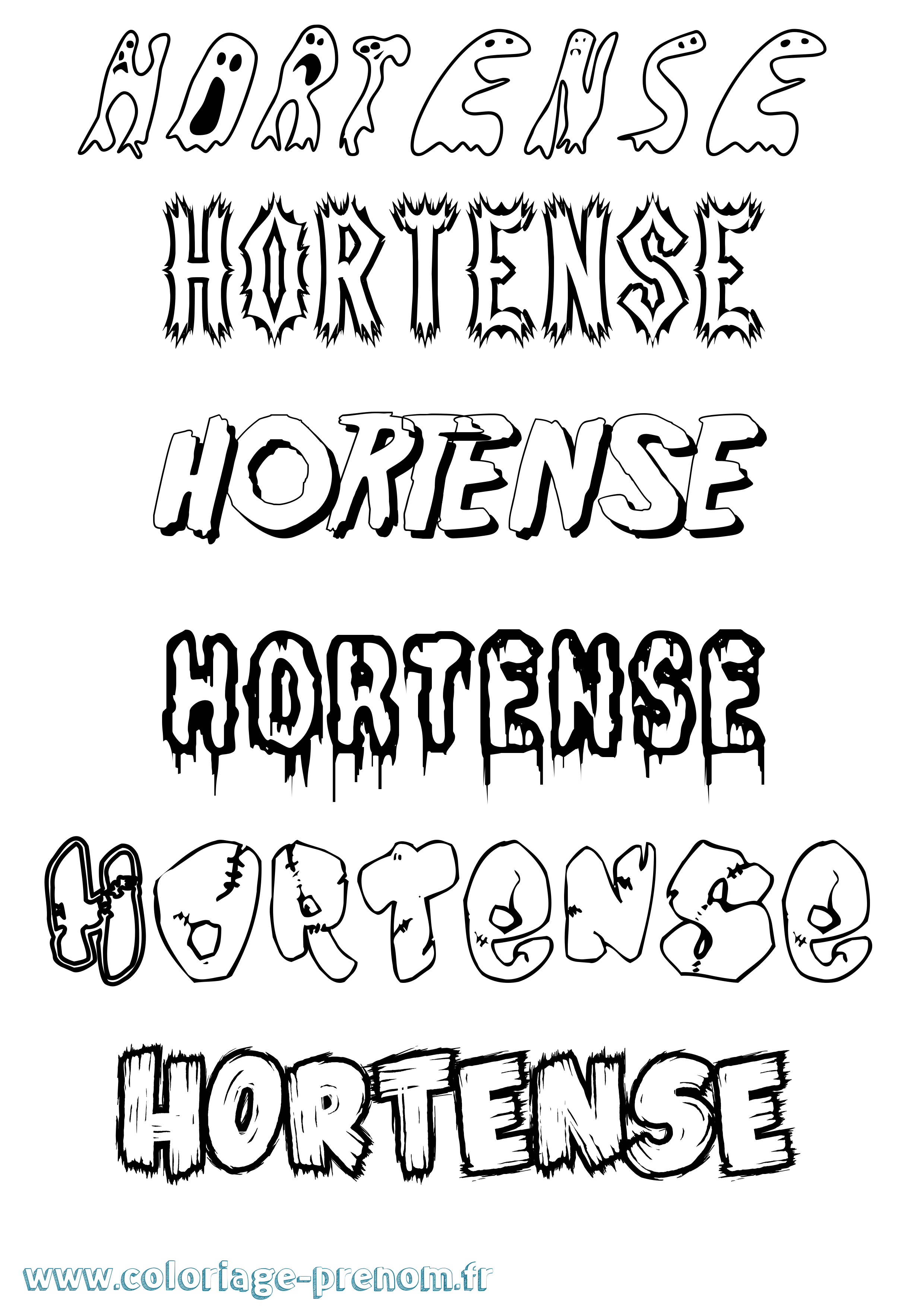 Coloriage Hortense Coloriage prénom Hortense